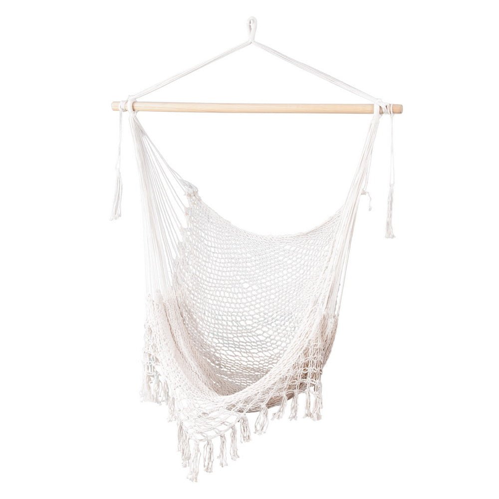 Hammock Chair Swing Camping Mesh Cream - Home & Garden > Hammocks > Hammocks & Accessories - Rivercity House & Home Co. (ABN 18 642 972 209) - Affordable Modern Furniture Australia