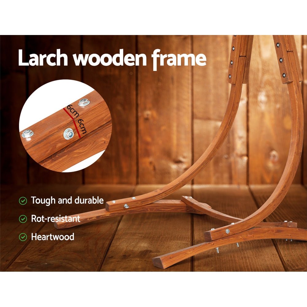 Hammock Chair Timber Outdoor Furniture Camping with Stand White - Furniture > Outdoor > Outdoor Chairs - Rivercity House & Home Co. (ABN 18 642 972 209) - Affordable Modern Furniture Australia