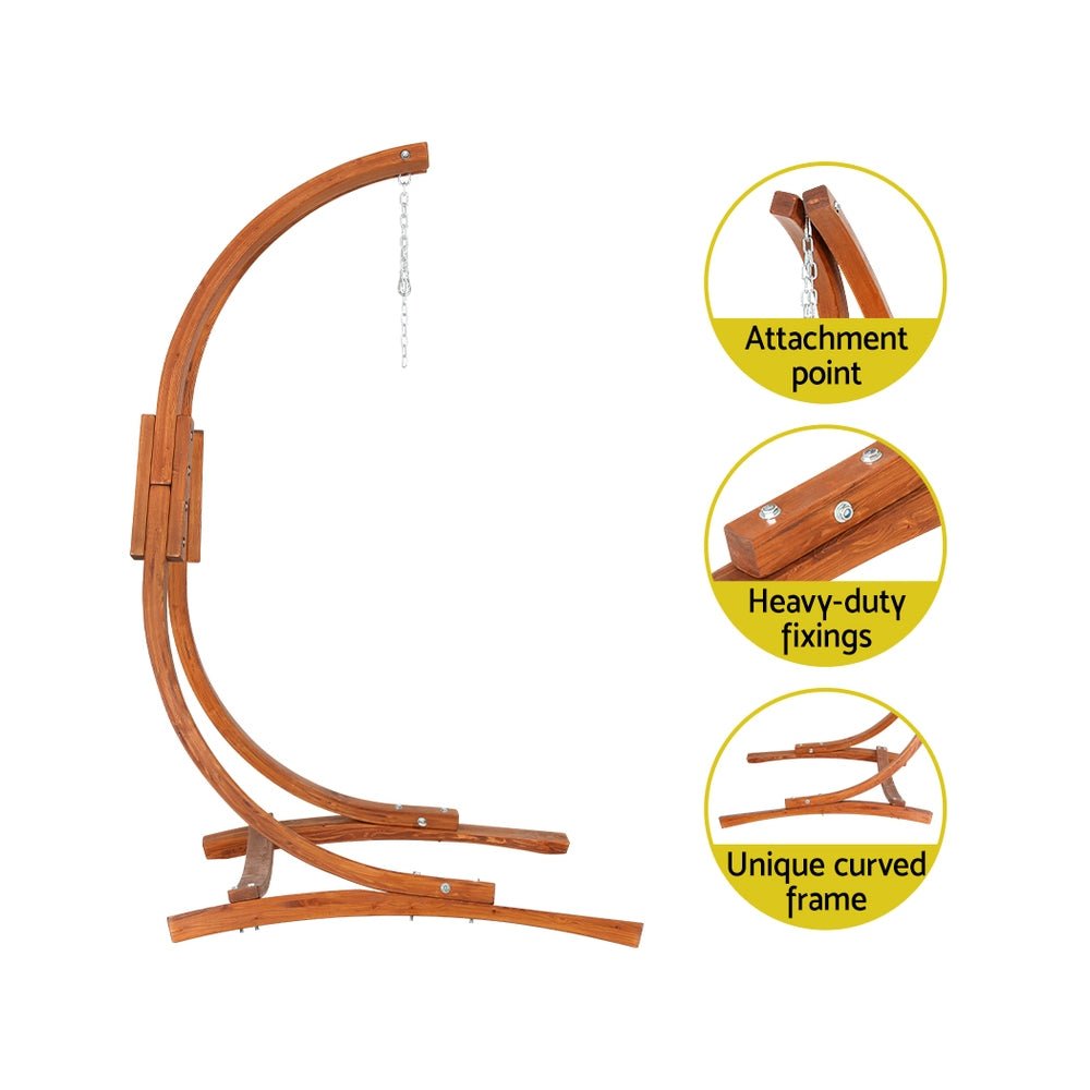 Hammock Chair Timber Outdoor Furniture Camping with Stand White - Furniture > Outdoor > Outdoor Chairs - Rivercity House & Home Co. (ABN 18 642 972 209) - Affordable Modern Furniture Australia