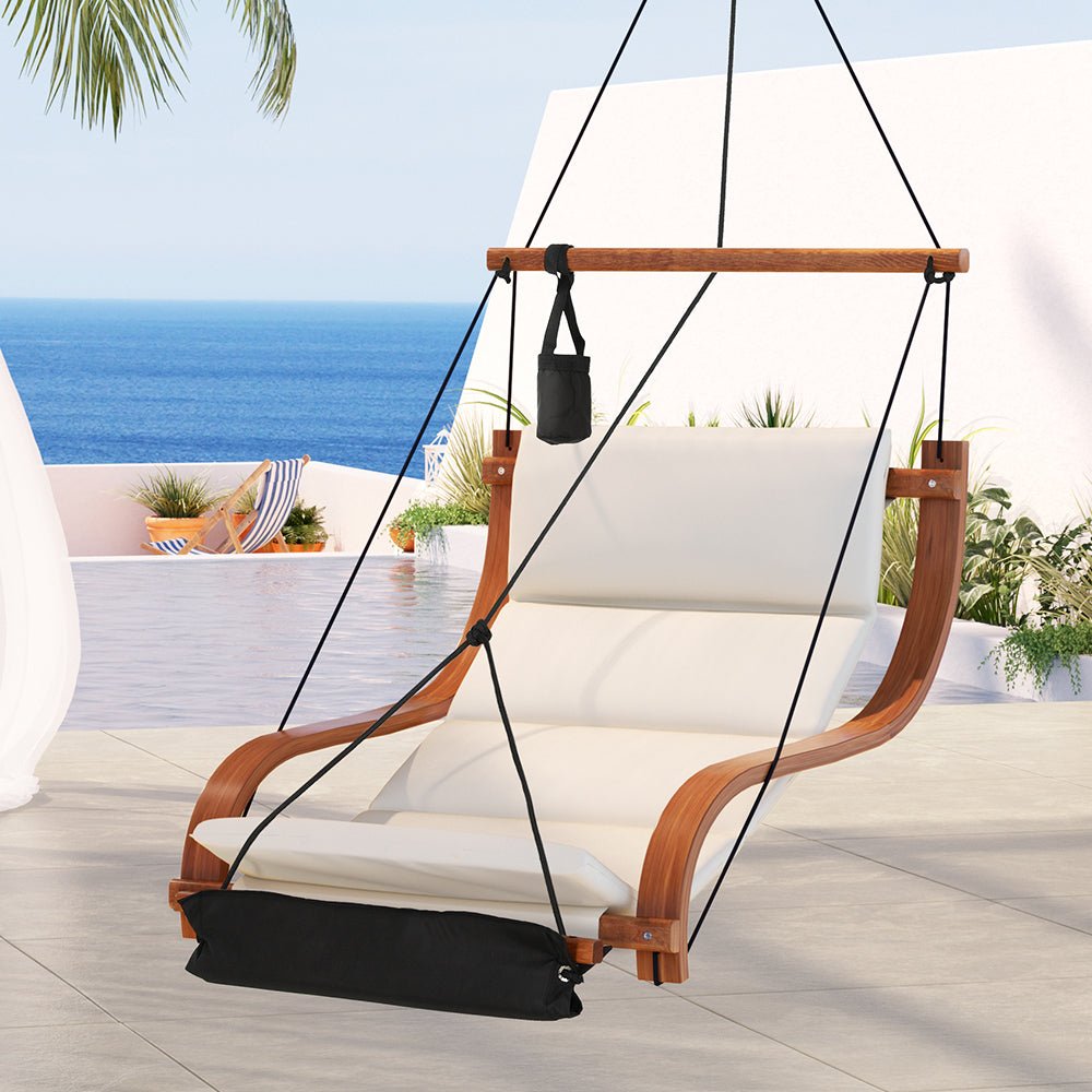 Hammock Chair Wooden Hanging Indoor Outdoor Lounge Patio - Furniture > Outdoor > Outdoor Chairs - Rivercity House & Home Co. (ABN 18 642 972 209) - Affordable Modern Furniture Australia