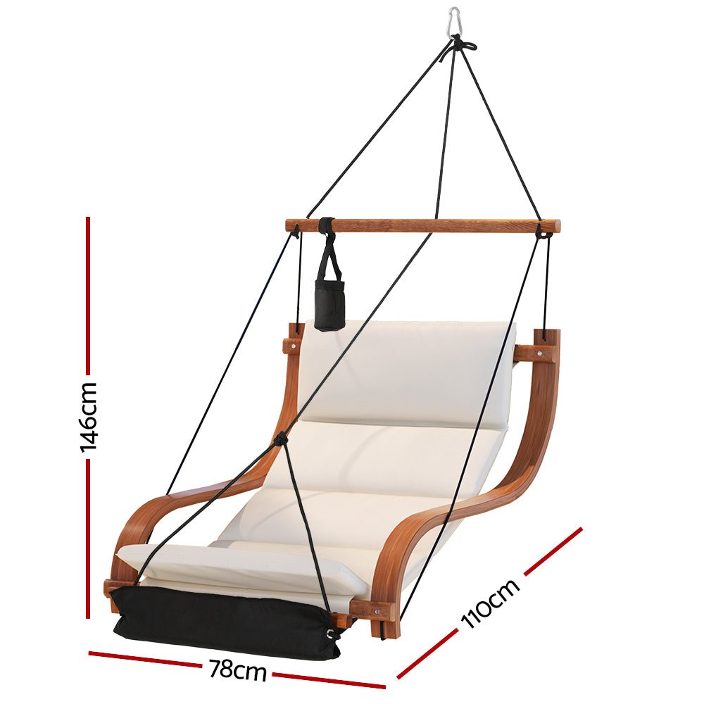 Hammock Chair Wooden Hanging Indoor Outdoor Lounge Patio - Furniture > Outdoor > Outdoor Chairs - Rivercity House & Home Co. (ABN 18 642 972 209) - Affordable Modern Furniture Australia