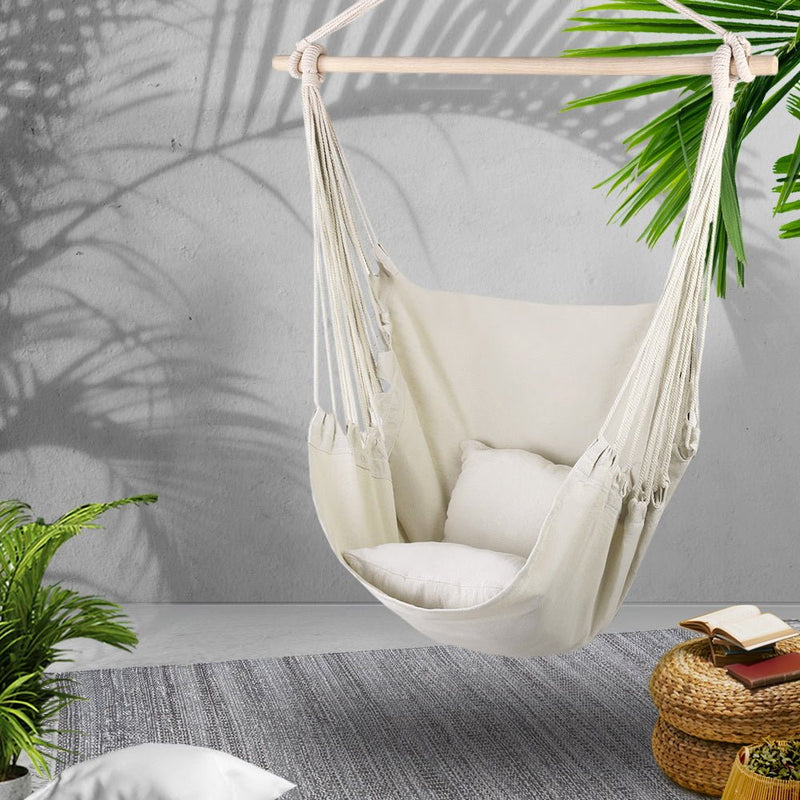 Hammock Swing Chair - Cream - Home & Garden > Hammocks - Rivercity House & Home Co. (ABN 18 642 972 209) - Affordable Modern Furniture Australia