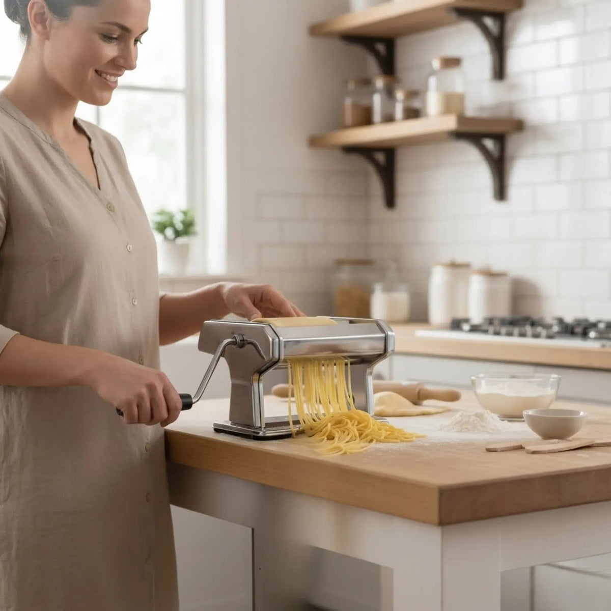 Hand Crank Pasta Maker Machine for Noodles and Pasta Sheets - Grey - Home & Garden > Kitchenware > Kitchen Knives - Rivercity House & Home Co. (ABN 18 642 972 209) - Affordable Modern Furniture Australia