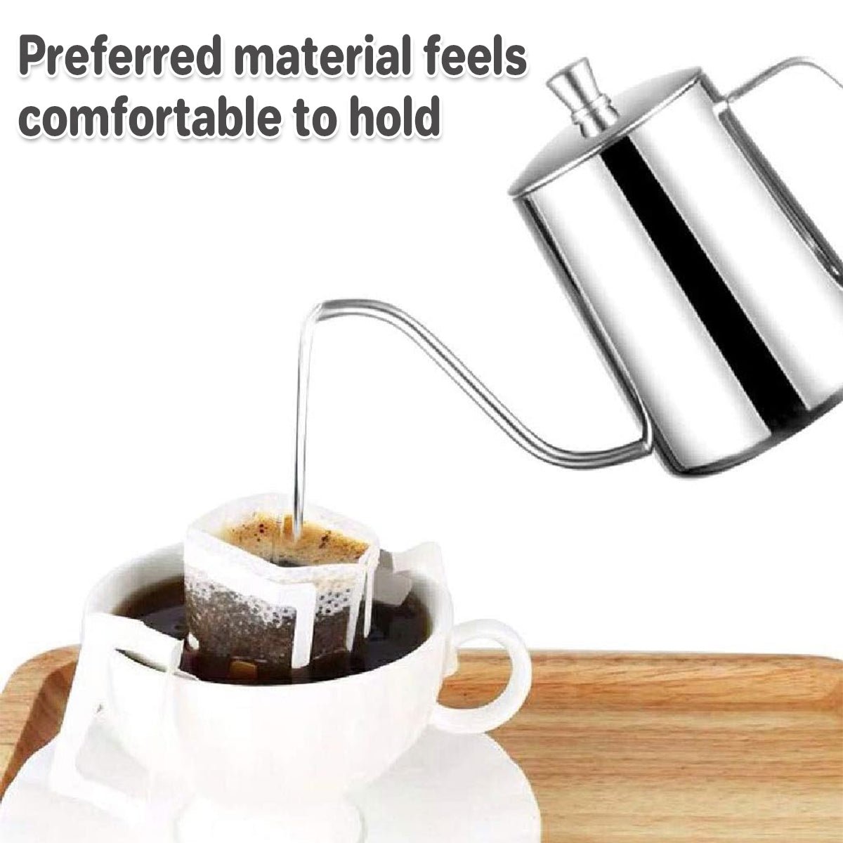 Hand Drip Coffee Pot Stainless Steel Fine Spout Hanging Ear Filter Cup Kettle - Black - Appliances > Kitchen Appliances > Coffee Machines & Accessories - Rivercity House & Home Co. (ABN 18 642 972 209) - Affordable Modern Furniture Australia
