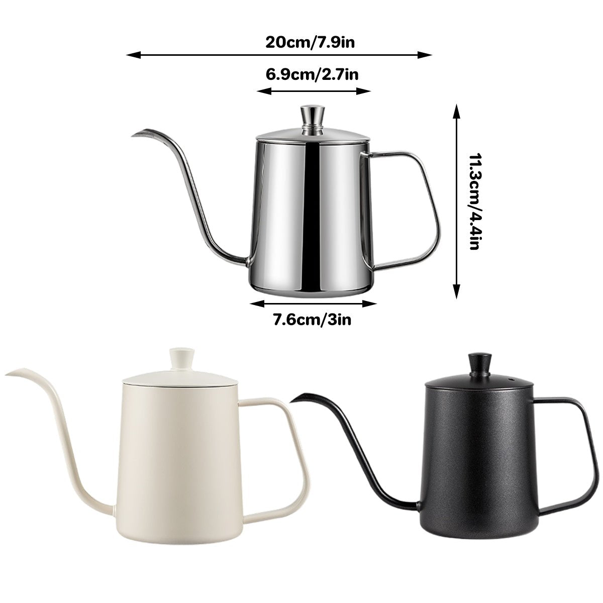 Hand Drip Coffee Pot Stainless Steel Fine Spout Hanging Ear Filter Cup Kettle - Black - Appliances > Kitchen Appliances > Coffee Machines & Accessories - Rivercity House & Home Co. (ABN 18 642 972 209) - Affordable Modern Furniture Australia