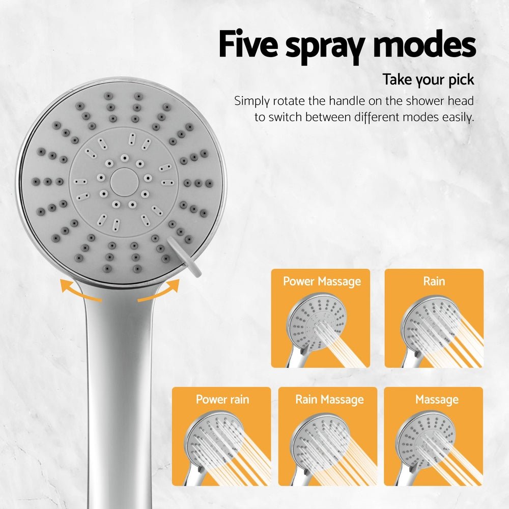 Handheld Shower Head 4.5Inch High Pressure 5 Modes Poweful Round Chrome - Home & Garden > Bathroom Accessories - Rivercity House & Home Co. (ABN 18 642 972 209) - Affordable Modern Furniture Australia