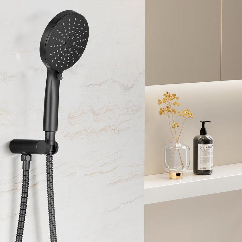 Handheld Shower Head Holder 4.7'' High Pressure Black - Home & Garden > Bathroom Accessories - Rivercity House & Home Co. (ABN 18 642 972 209) - Affordable Modern Furniture Australia