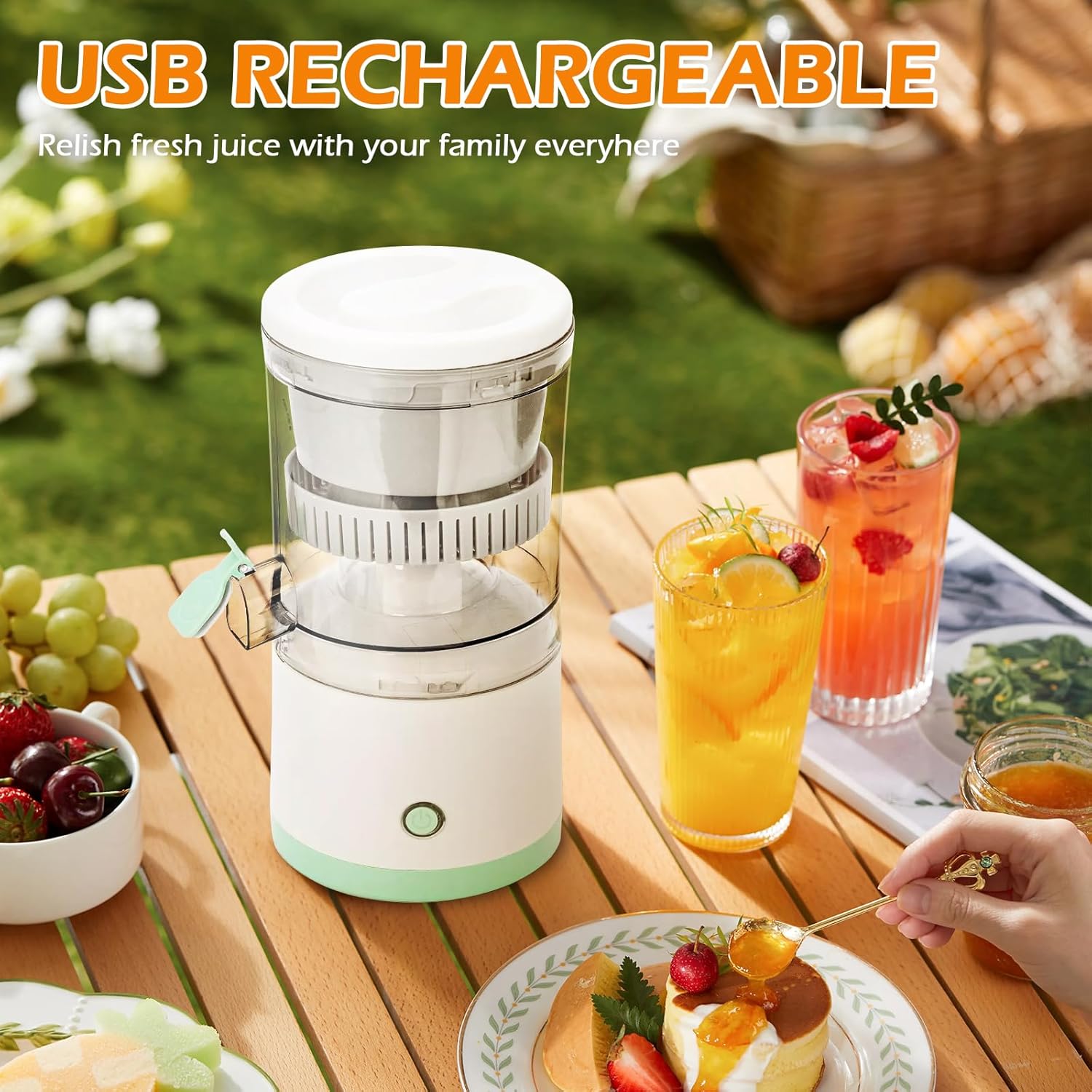 Hands - Free USB Rechargeable Electric Citrus Juicer Fruit Squeezer - White - Electronics > Back Up & Storage > USB Flash Drives - Rivercity House & Home Co. (ABN 18 642 972 209) - Affordable Modern Furniture Australia