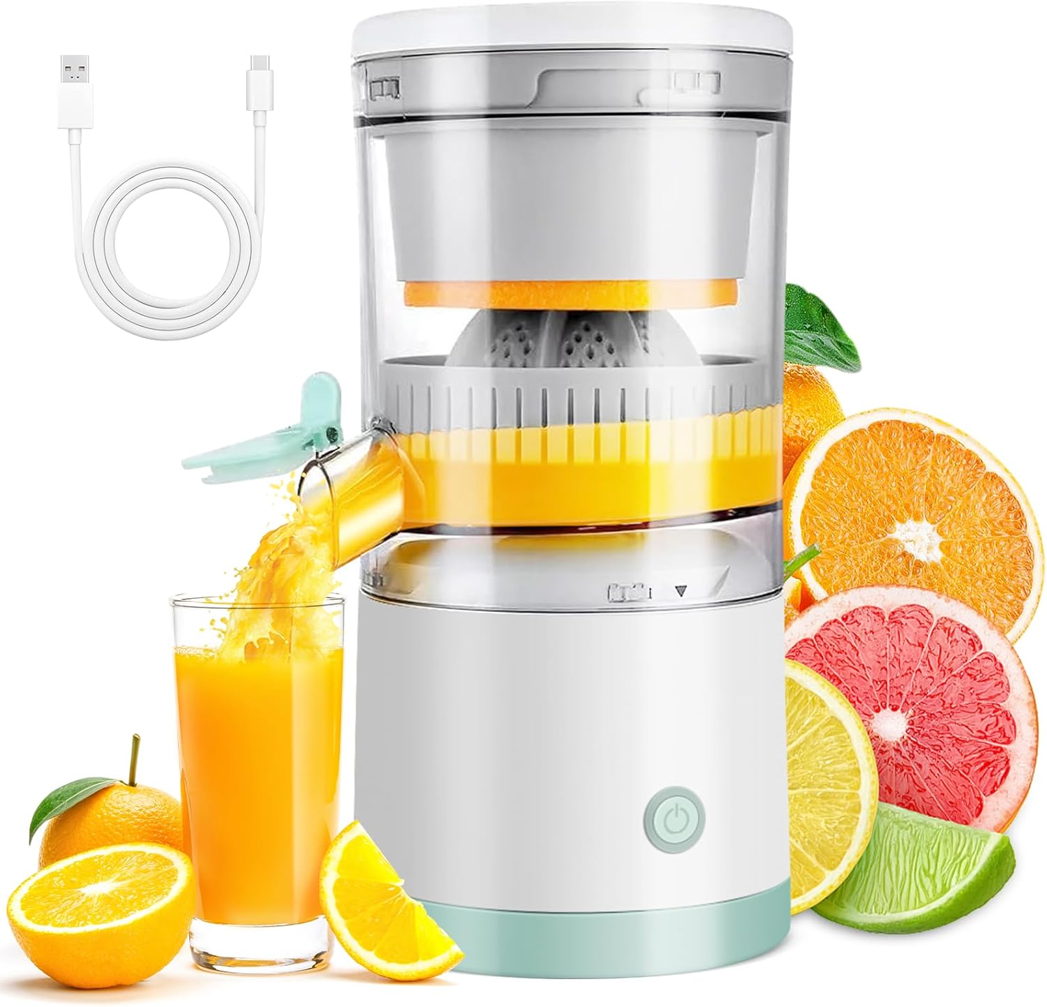 Hands - Free USB Rechargeable Electric Citrus Juicer Fruit Squeezer - White - Electronics > Back Up & Storage > USB Flash Drives - Rivercity House & Home Co. (ABN 18 642 972 209) - Affordable Modern Furniture Australia
