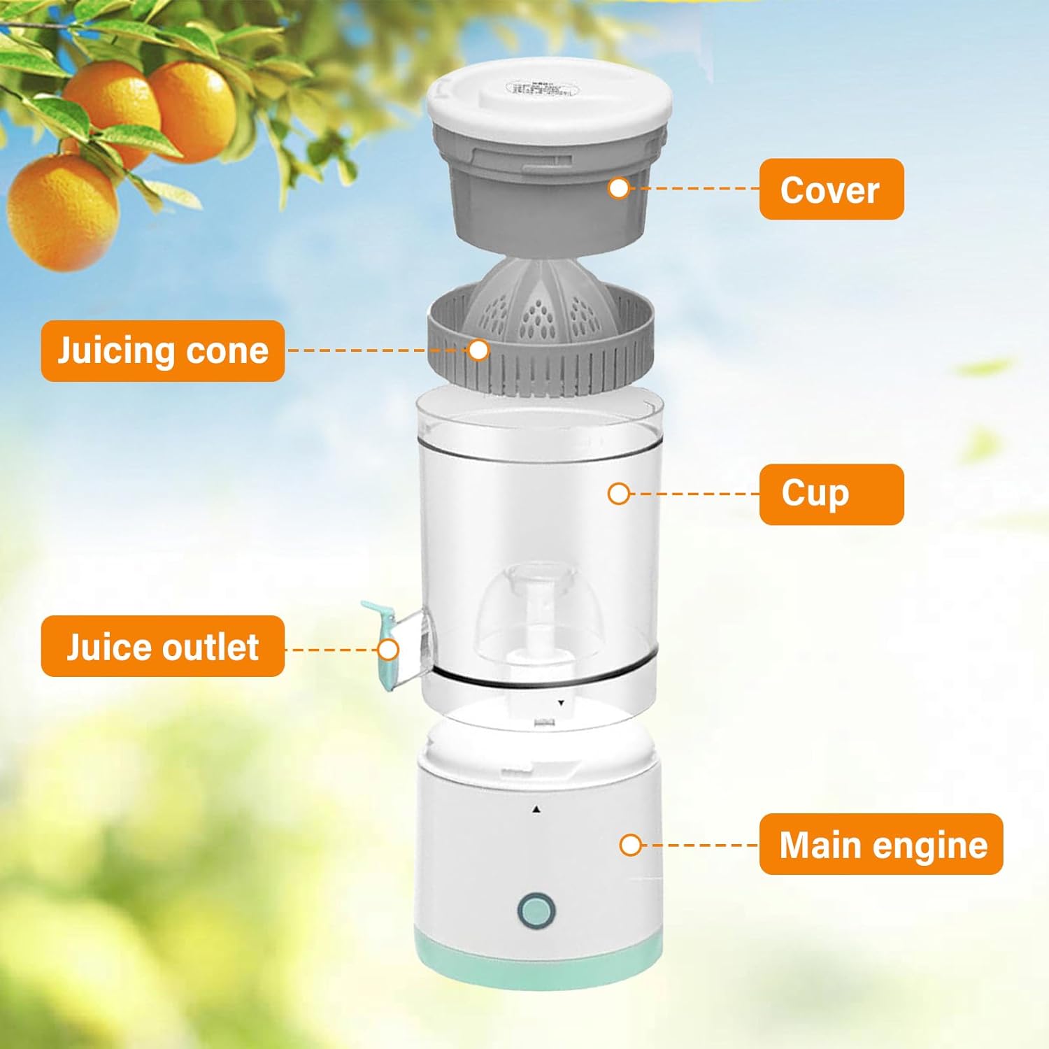 Hands - Free USB Rechargeable Electric Citrus Juicer Fruit Squeezer - White - Electronics > Back Up & Storage > USB Flash Drives - Rivercity House & Home Co. (ABN 18 642 972 209) - Affordable Modern Furniture Australia