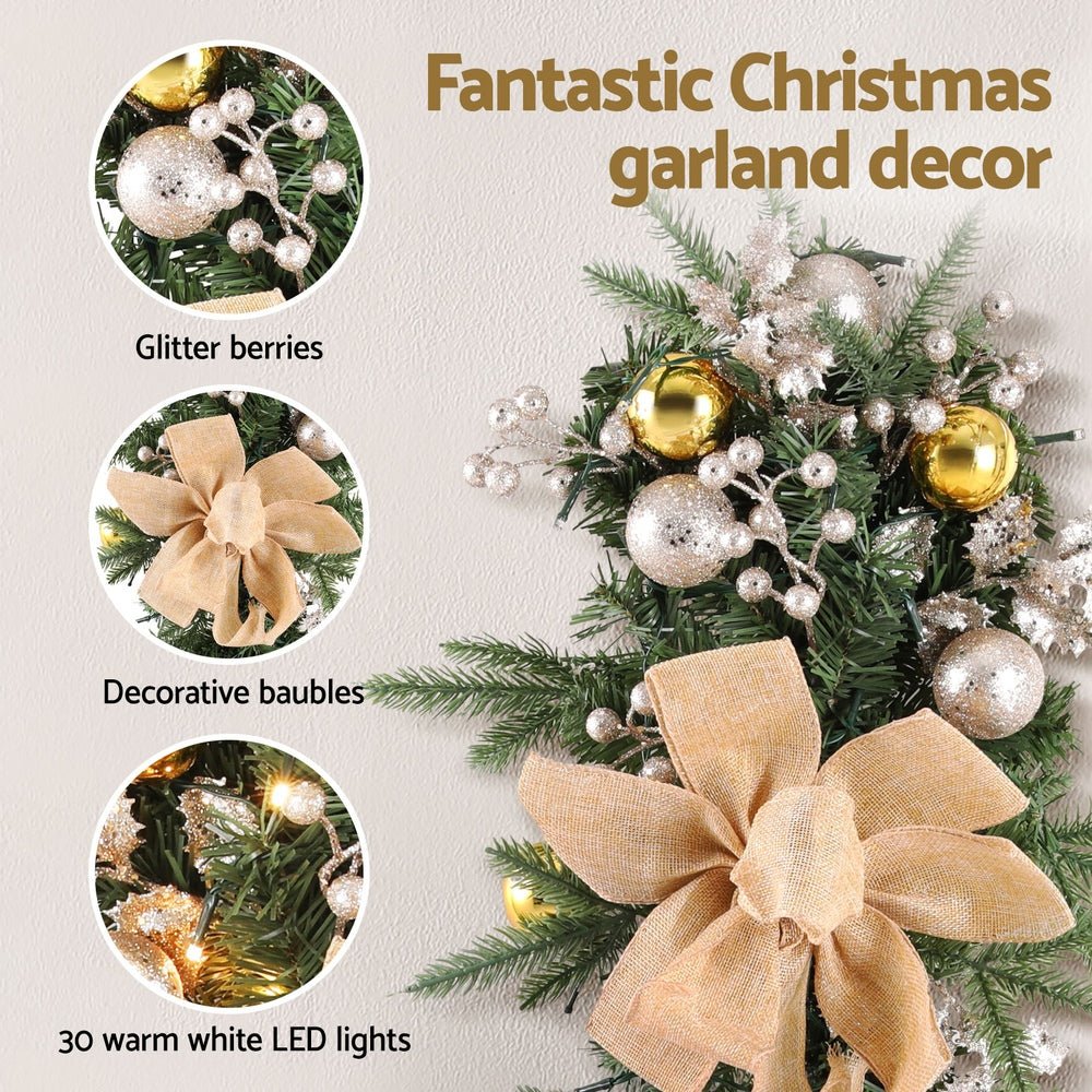 Hanging Christmas Garland 45cm Staircase Door Party Decor - Occasions > Christmas > Christmas Wreaths & Garlands - Rivercity House & Home Co. (ABN 18 642 972 209) - Affordable Modern Furniture Australia