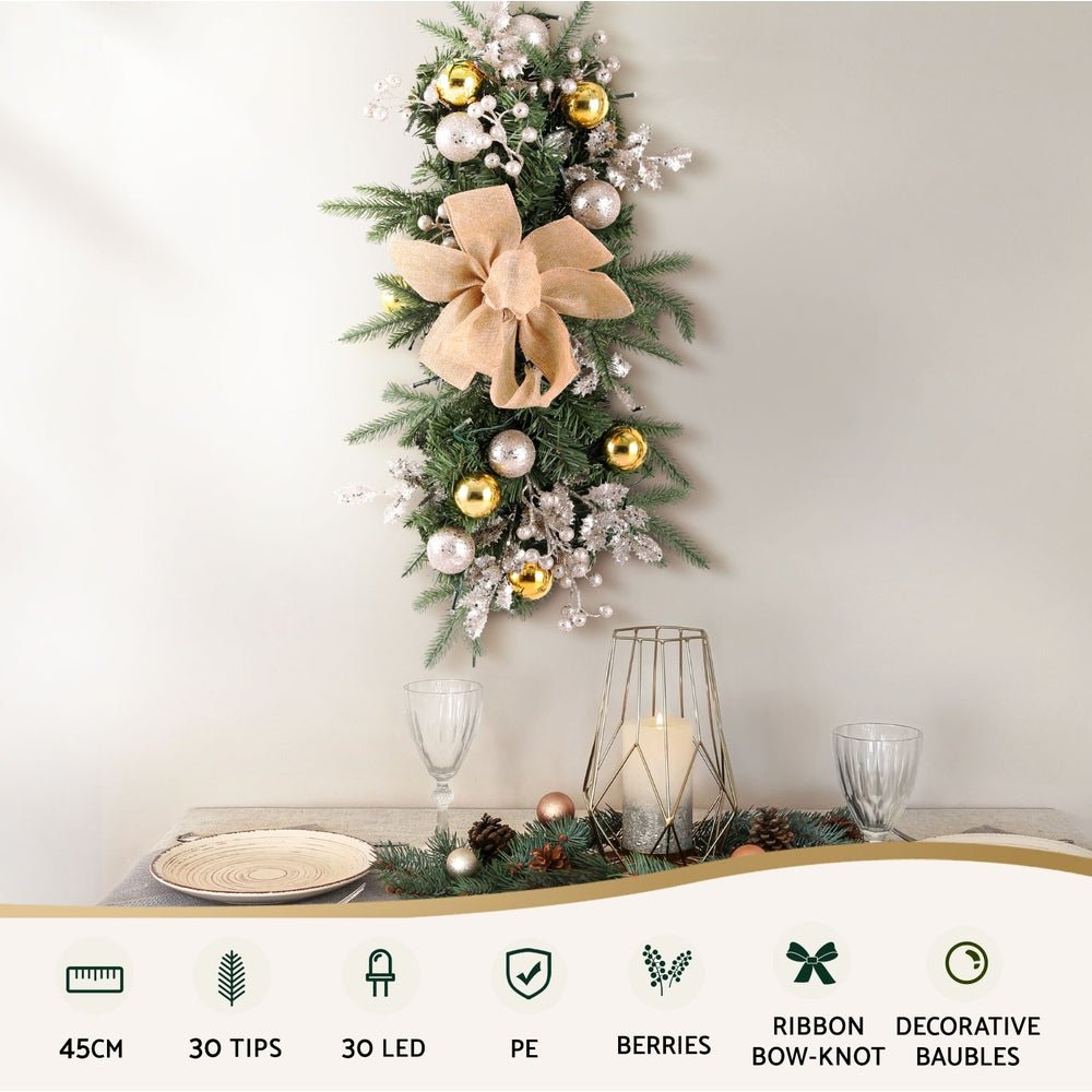 Hanging Christmas Garland 45cm Staircase Door Party Decor - Occasions > Christmas > Christmas Wreaths & Garlands - Rivercity House & Home Co. (ABN 18 642 972 209) - Affordable Modern Furniture Australia