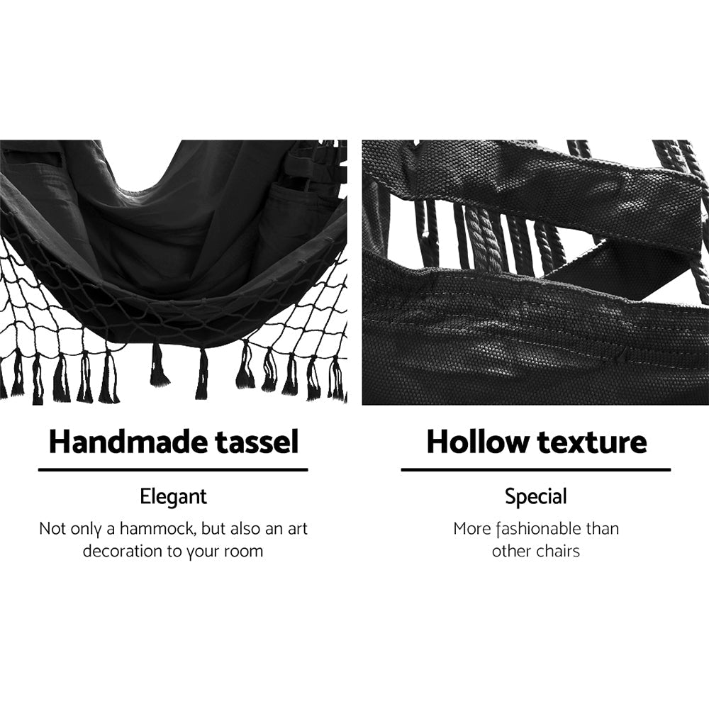 Hanging Hammock Chair Outdoor Swing Hammocks Tassel Grey - Furniture > Outdoor > Outdoor Chairs - Rivercity House & Home Co. (ABN 18 642 972 209) - Affordable Modern Furniture Australia