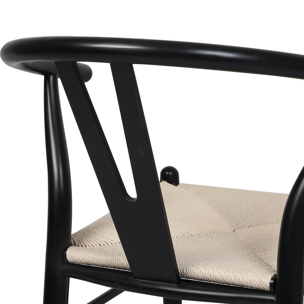 Hans Solid Wood Dining Chairs 6 - Pack with Rattan Seat - Black - Rivercity House & Home Co. (ABN 18 642 972 209) - Affordable Modern Furniture Australia