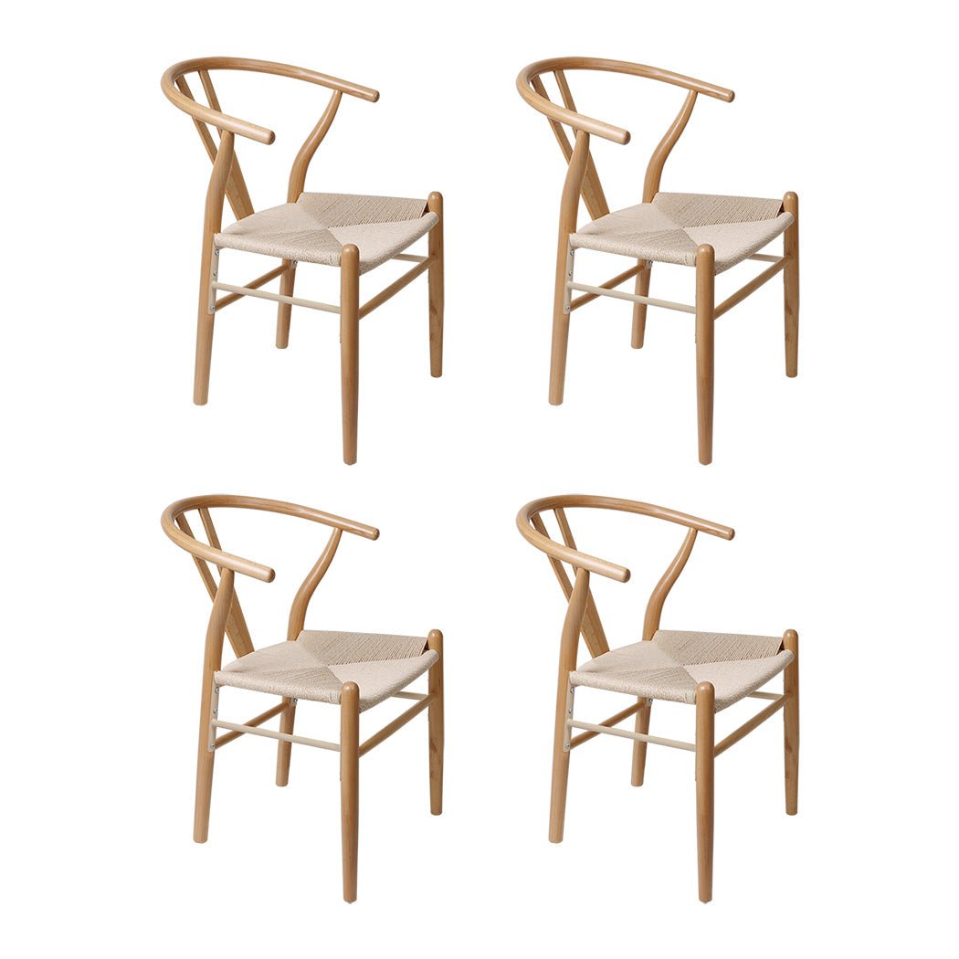 Hans Solid Wood Dining Chairs Set of 4 with Rattan Seat - Natural - Rivercity House & Home Co. (ABN 18 642 972 209) - Affordable Modern Furniture Australia