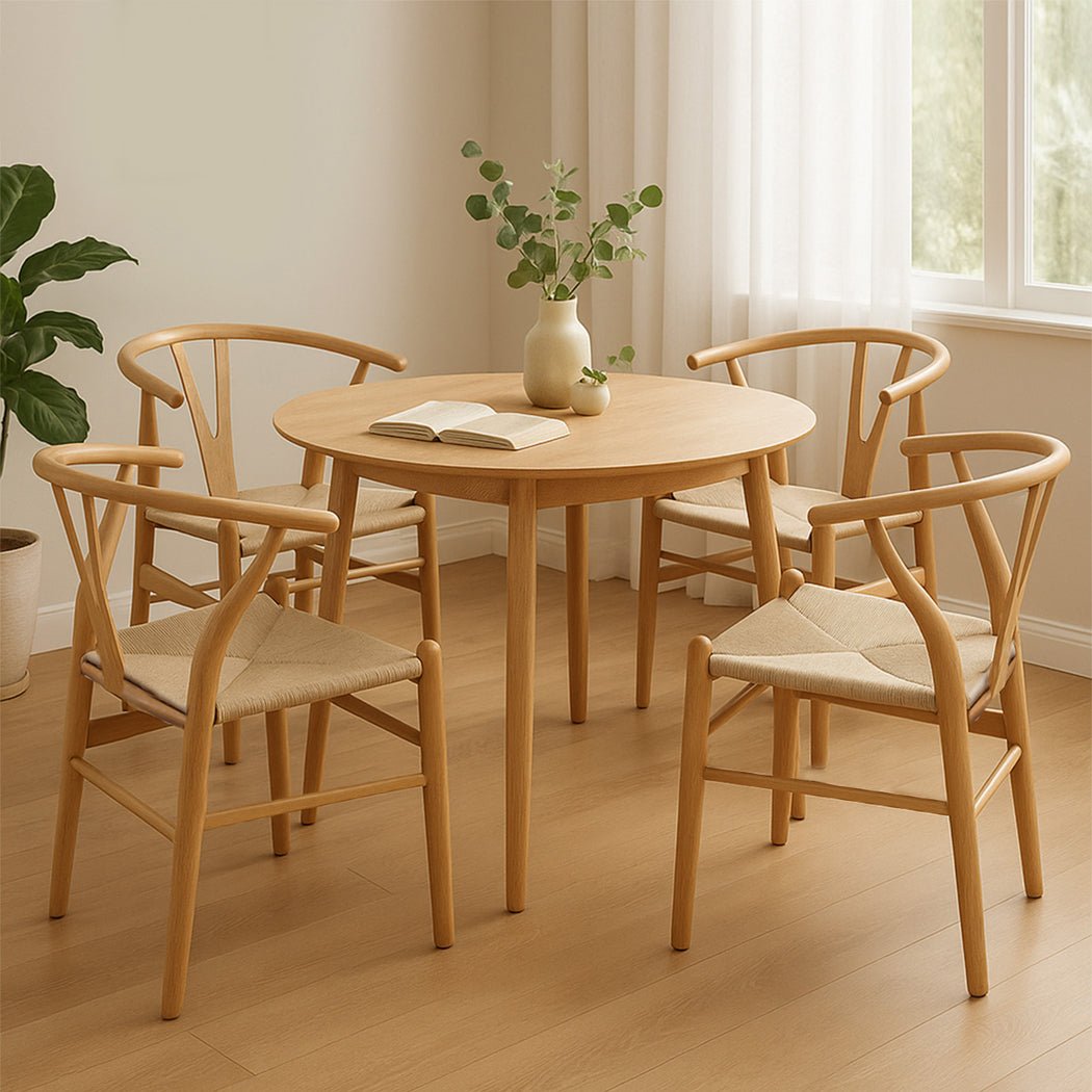 Hans Solid Wood Dining Chairs Set of 4 with Rattan Seat - Natural - Rivercity House & Home Co. (ABN 18 642 972 209) - Affordable Modern Furniture Australia
