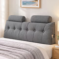 Headboard Pillow Queen Wedge Backrest Triangular with 2 Cushions - Grey