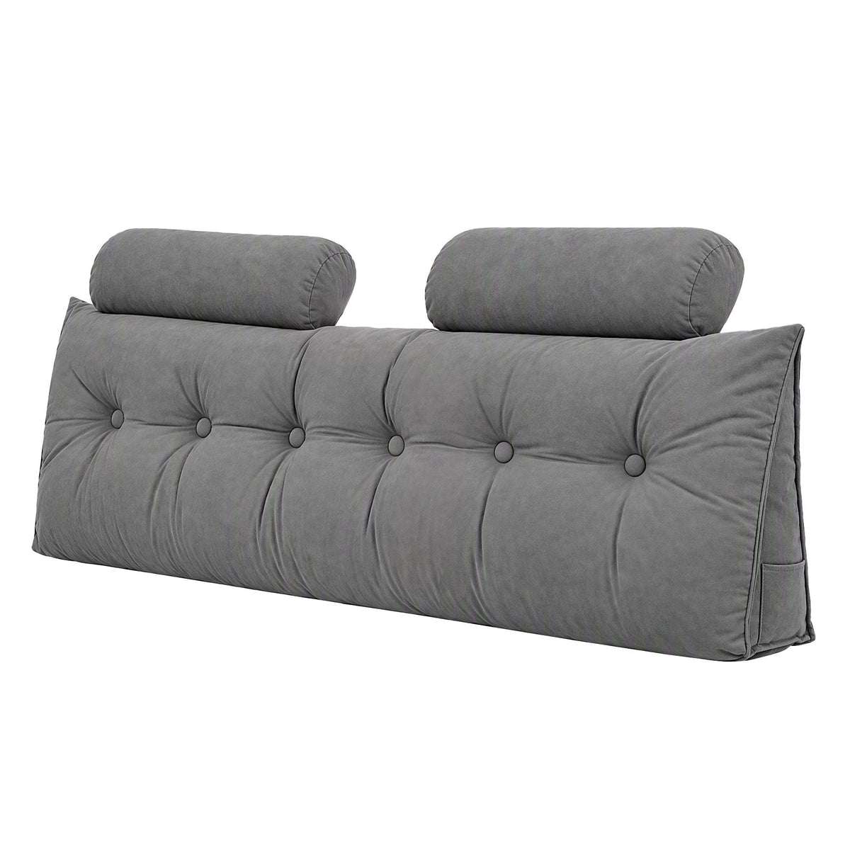 Headboard Pillow Queen Wedge Backrest Triangular with 2 Cushions - Grey - Furniture > Bedroom > Headboards - Rivercity House & Home Co. (ABN 18 642 972 209) - Affordable Modern Furniture Australia