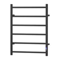 Heated Towel Rail 6 Round Bars with Timer Electric Warmer Rack - Black