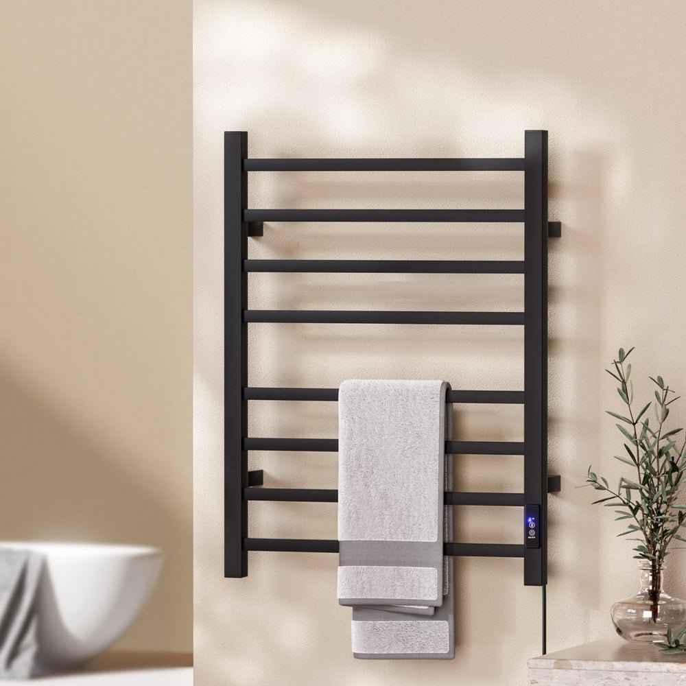 Heated Towel Rail 8 Square Bars with Timer Electric Heater Warmer Rack - Home & Garden > Bathroom Accessories > Towel Racks & Holders - Rivercity House & Home Co. (ABN 18 642 972 209) - Affordable Modern Furniture Australia