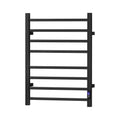 Heated Towel Rail 8 Square Bars with Timer Electric Warmer Rack - Black