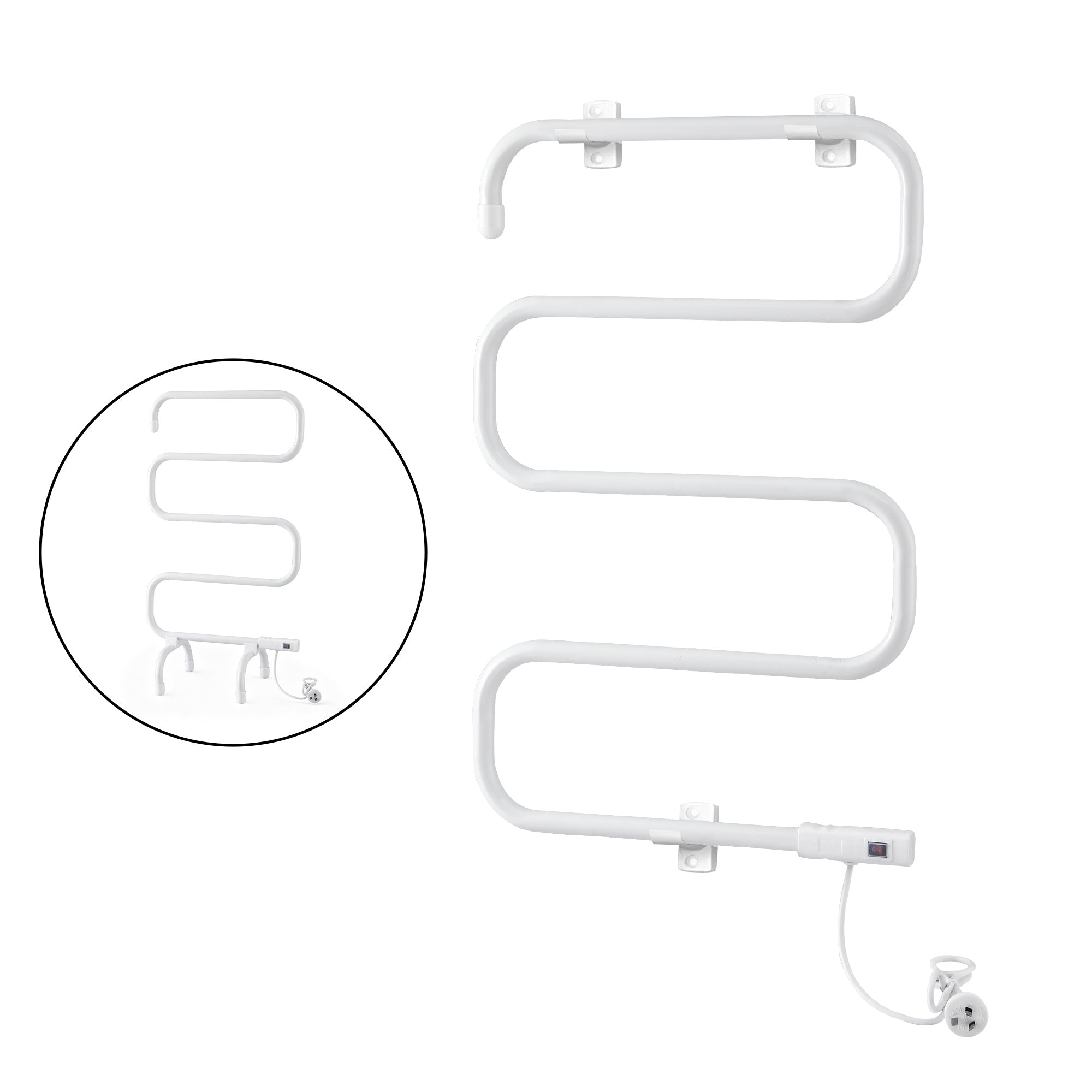 Heated Towel Rail Freestanding Wall Mounted S - Shape Electric Warmer Rack - Home & Garden > Bathroom Accessories > Towel Racks & Holders - Rivercity House & Home Co. (ABN 18 642 972 209) - Affordable Modern Furniture Australia