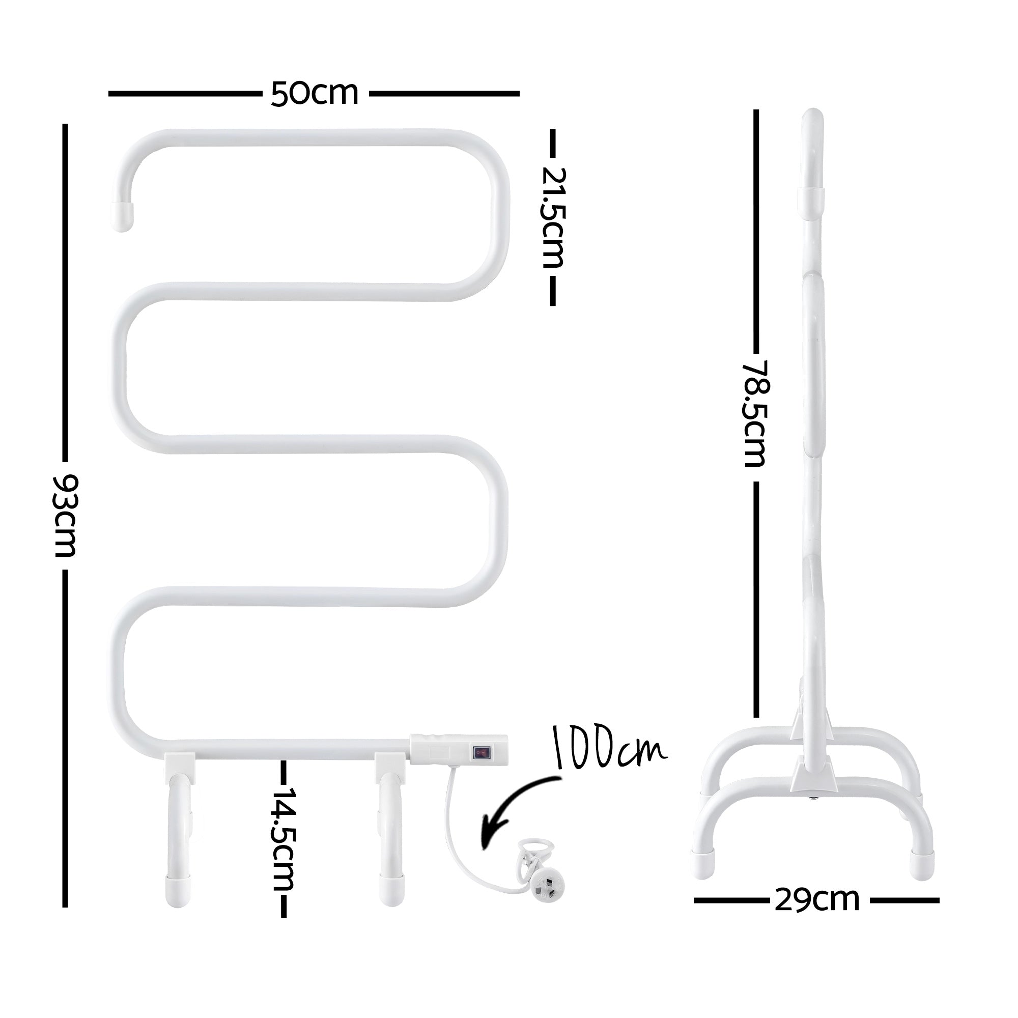Heated Towel Rail Freestanding Wall Mounted S - Shape Electric Warmer Rack - Home & Garden > Bathroom Accessories > Towel Racks & Holders - Rivercity House & Home Co. (ABN 18 642 972 209) - Affordable Modern Furniture Australia