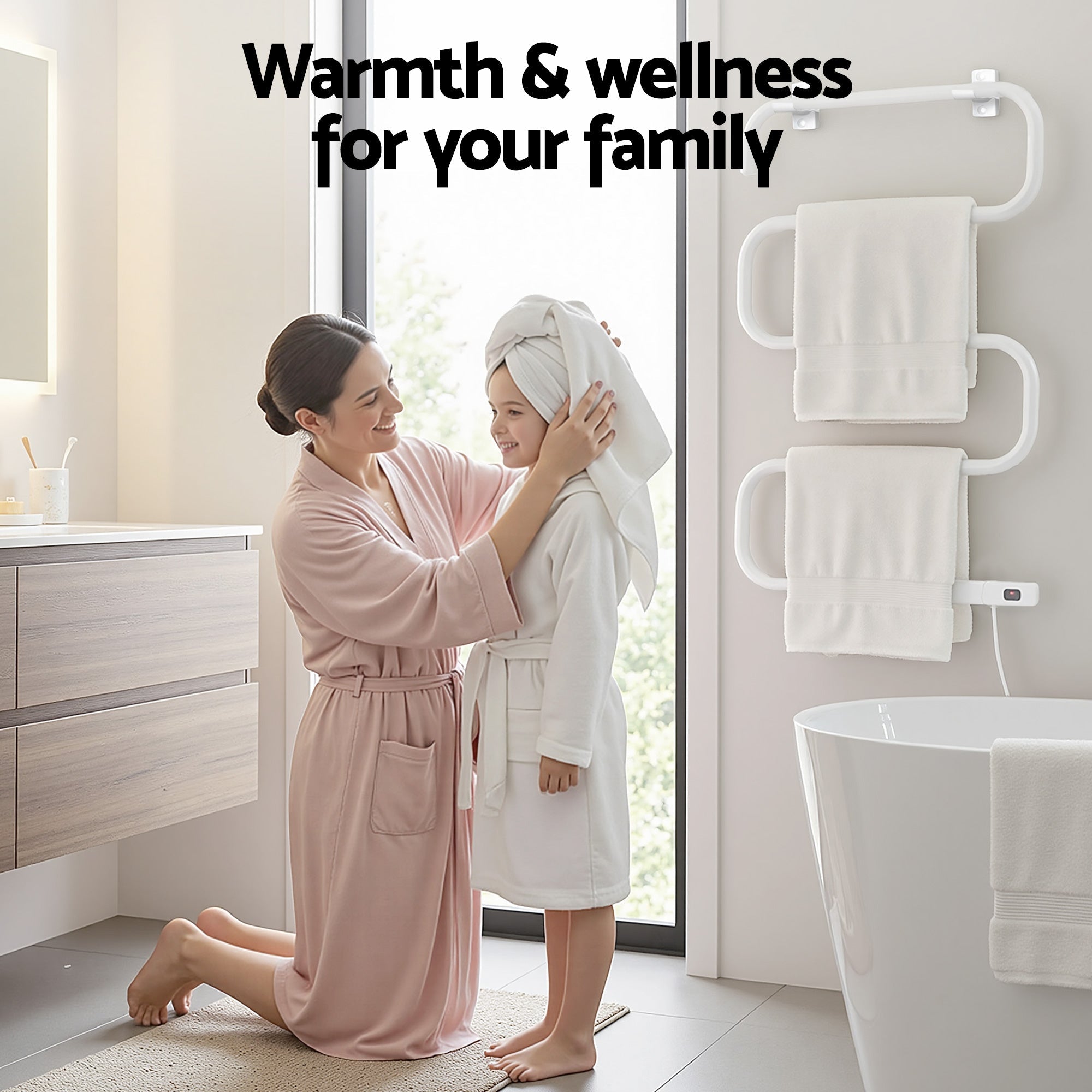 Heated Towel Rail Freestanding Wall Mounted S - Shape Electric Warmer Rack - Home & Garden > Bathroom Accessories > Towel Racks & Holders - Rivercity House & Home Co. (ABN 18 642 972 209) - Affordable Modern Furniture Australia