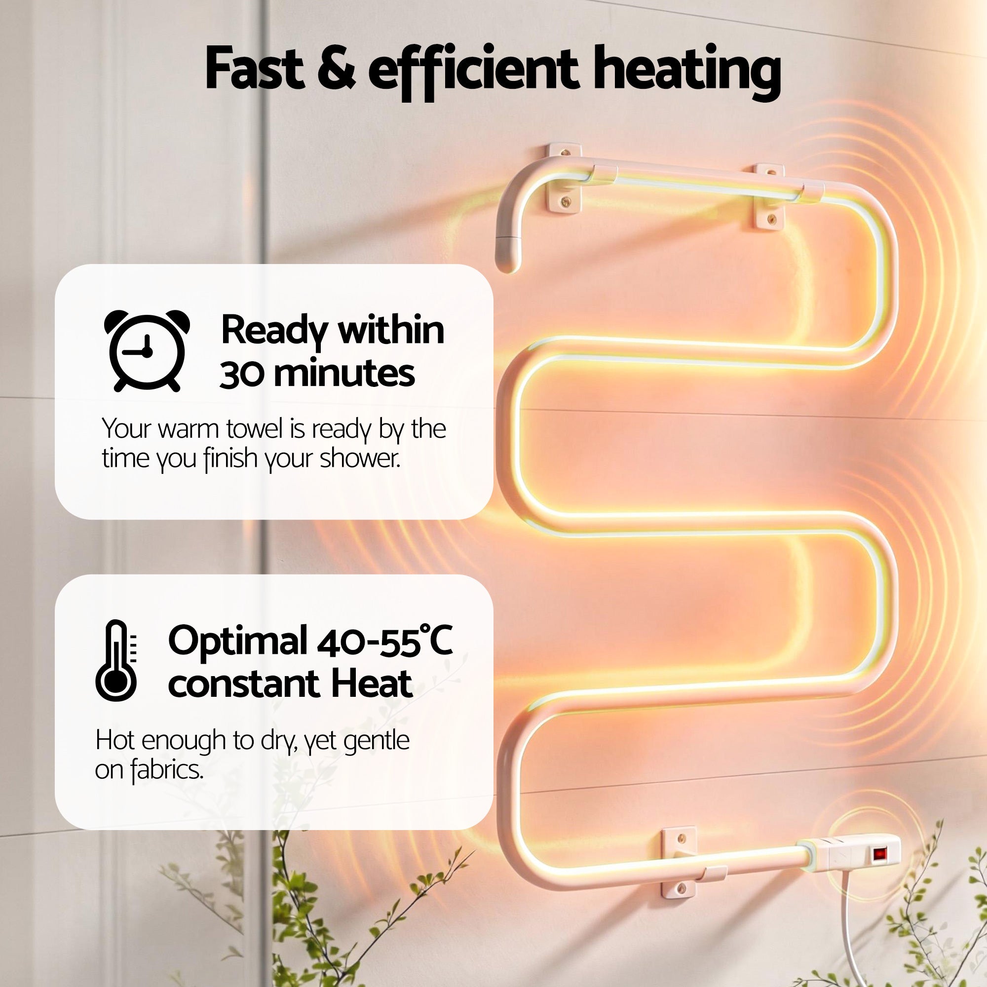 Heated Towel Rail Freestanding Wall Mounted S - Shape Electric Warmer Rack - Home & Garden > Bathroom Accessories > Towel Racks & Holders - Rivercity House & Home Co. (ABN 18 642 972 209) - Affordable Modern Furniture Australia