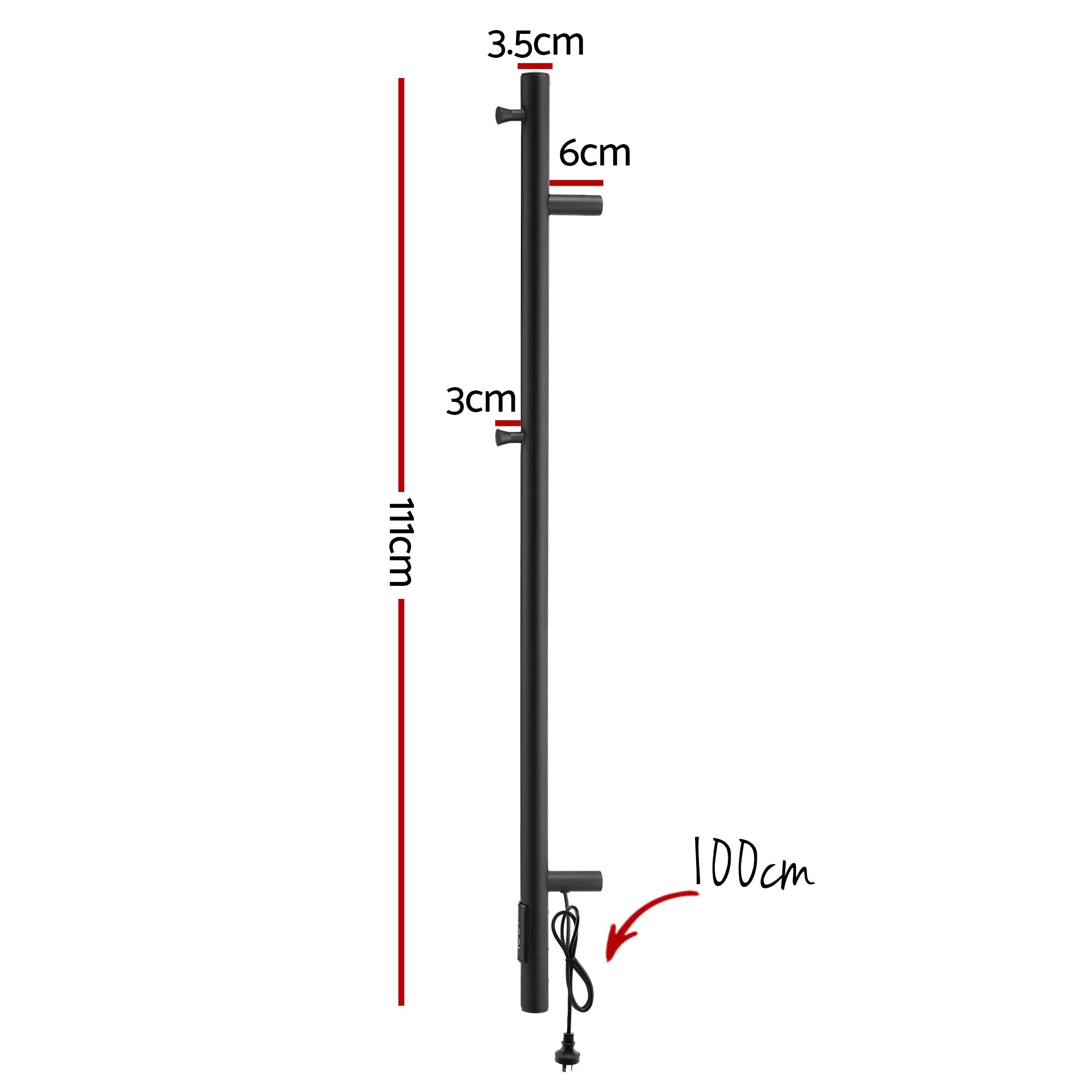 Heated Towel Rail with Timer Vertical Electric Heater Warmer Rack Black - Home & Garden > Bathroom Accessories > Towel Racks & Holders - Rivercity House & Home Co. (ABN 18 642 972 209) - Affordable Modern Furniture Australia