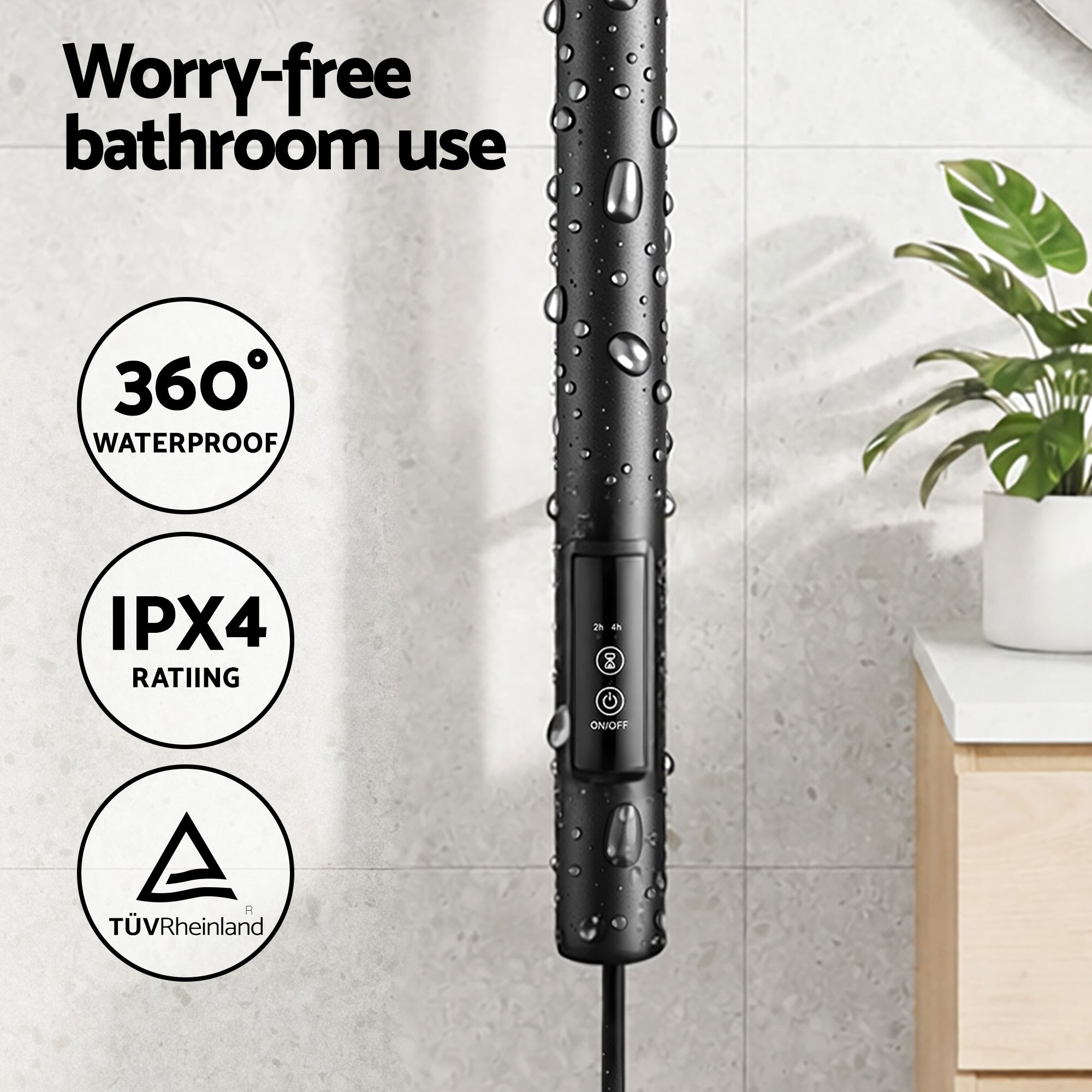 Heated Towel Rail with Timer Vertical Electric Heater Warmer Rack Black - Home & Garden > Bathroom Accessories > Towel Racks & Holders - Rivercity House & Home Co. (ABN 18 642 972 209) - Affordable Modern Furniture Australia
