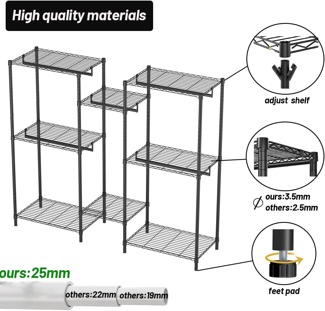 Heavy Duty Clothing Garment Rack Organizer with Hanging Rods & Storage Shelves for Clothes, Shoes & Wardrobe - Home & Garden > Storage > Clothing & Wardrobe Storage - Rivercity House & Home Co. (ABN 18 642 972 209) - Affordable Modern Furniture Australia