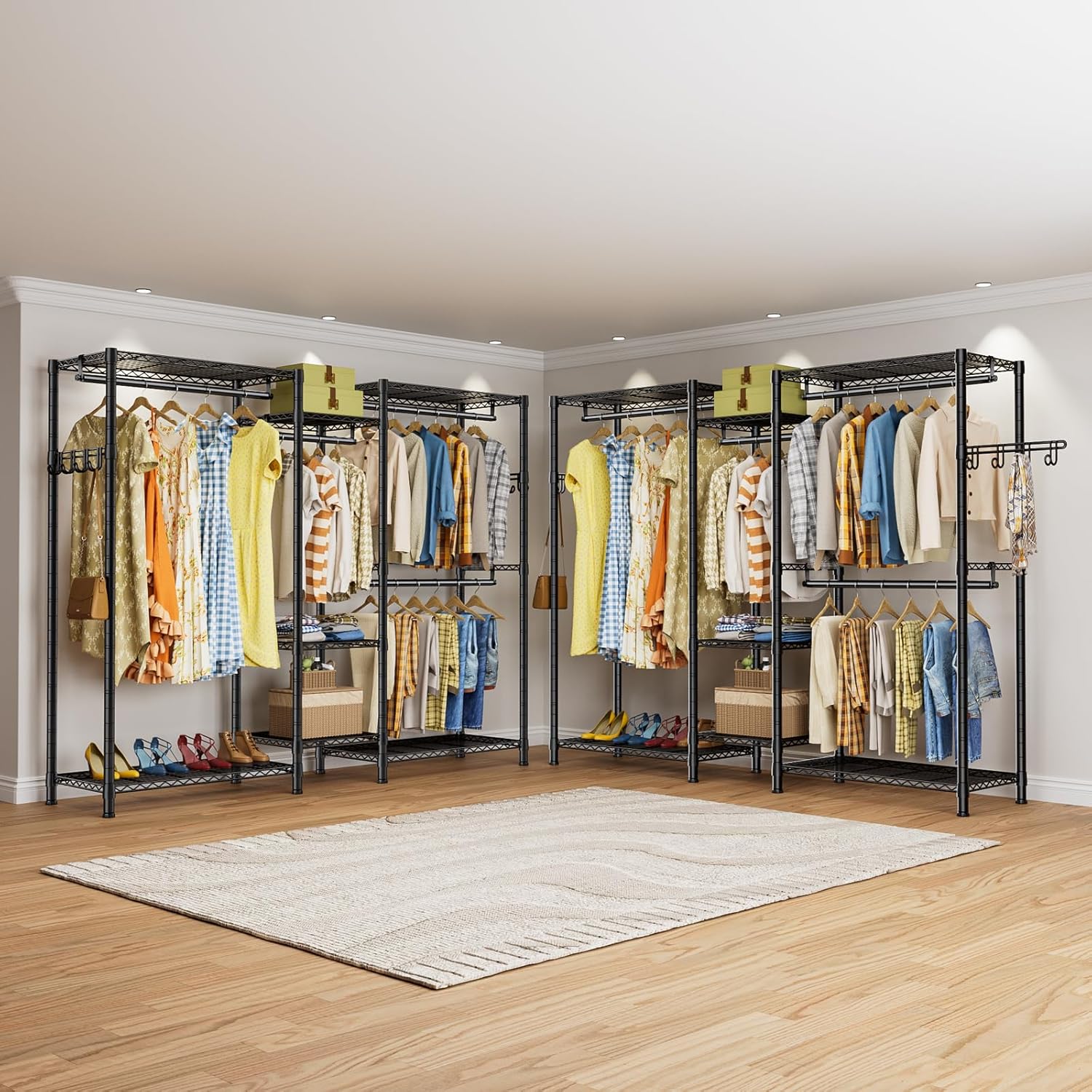 Heavy Duty Clothing Garment Rack Organizer with Hanging Rods & Storage Shelves for Clothes, Shoes & Wardrobe - Home & Garden > Storage > Clothing & Wardrobe Storage - Rivercity House & Home Co. (ABN 18 642 972 209) - Affordable Modern Furniture Australia