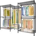 Heavy Duty Garment Rack Organiser with Adjustable Hanging Rods & Shelves for Clothes and Shoes - Metal