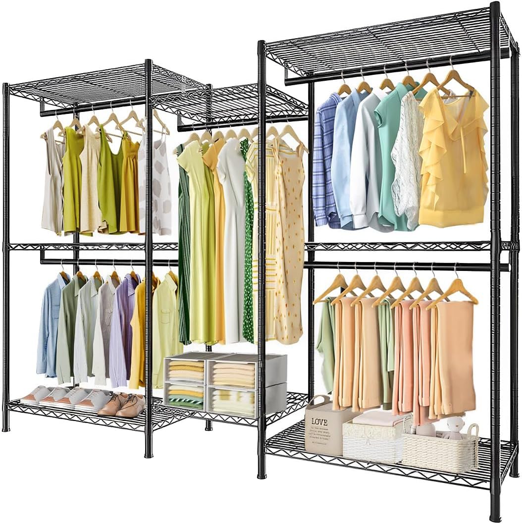 Heavy Duty Clothing Garment Rack Organizer with Hanging Rods & Storage Shelves for Clothes, Shoes & Wardrobe - Home & Garden > Storage > Clothing & Wardrobe Storage - Rivercity House & Home Co. (ABN 18 642 972 209) - Affordable Modern Furniture Australia