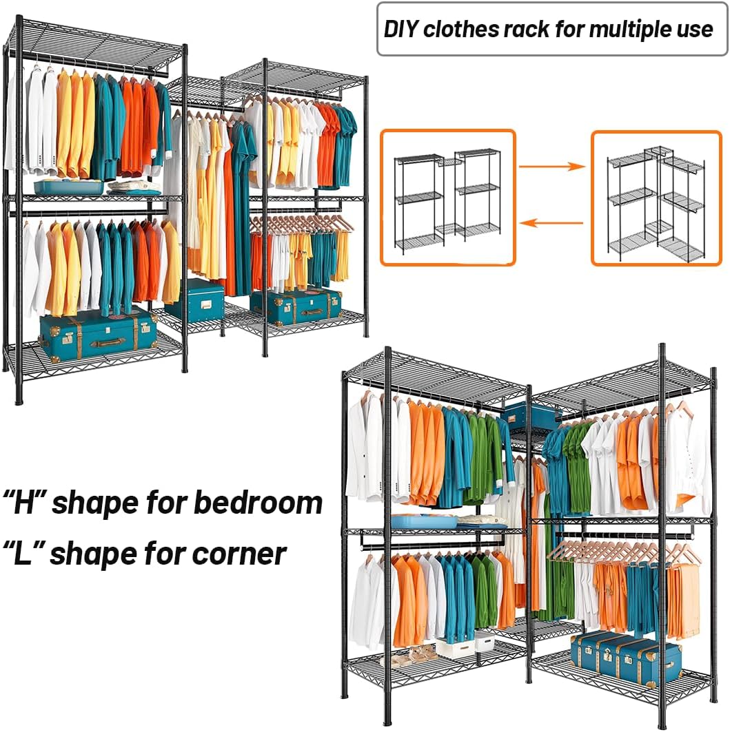 Heavy Duty Clothing Garment Rack Organizer with Hanging Rods & Storage Shelves for Clothes, Shoes & Wardrobe - Home & Garden > Storage > Clothing & Wardrobe Storage - Rivercity House & Home Co. (ABN 18 642 972 209) - Affordable Modern Furniture Australia