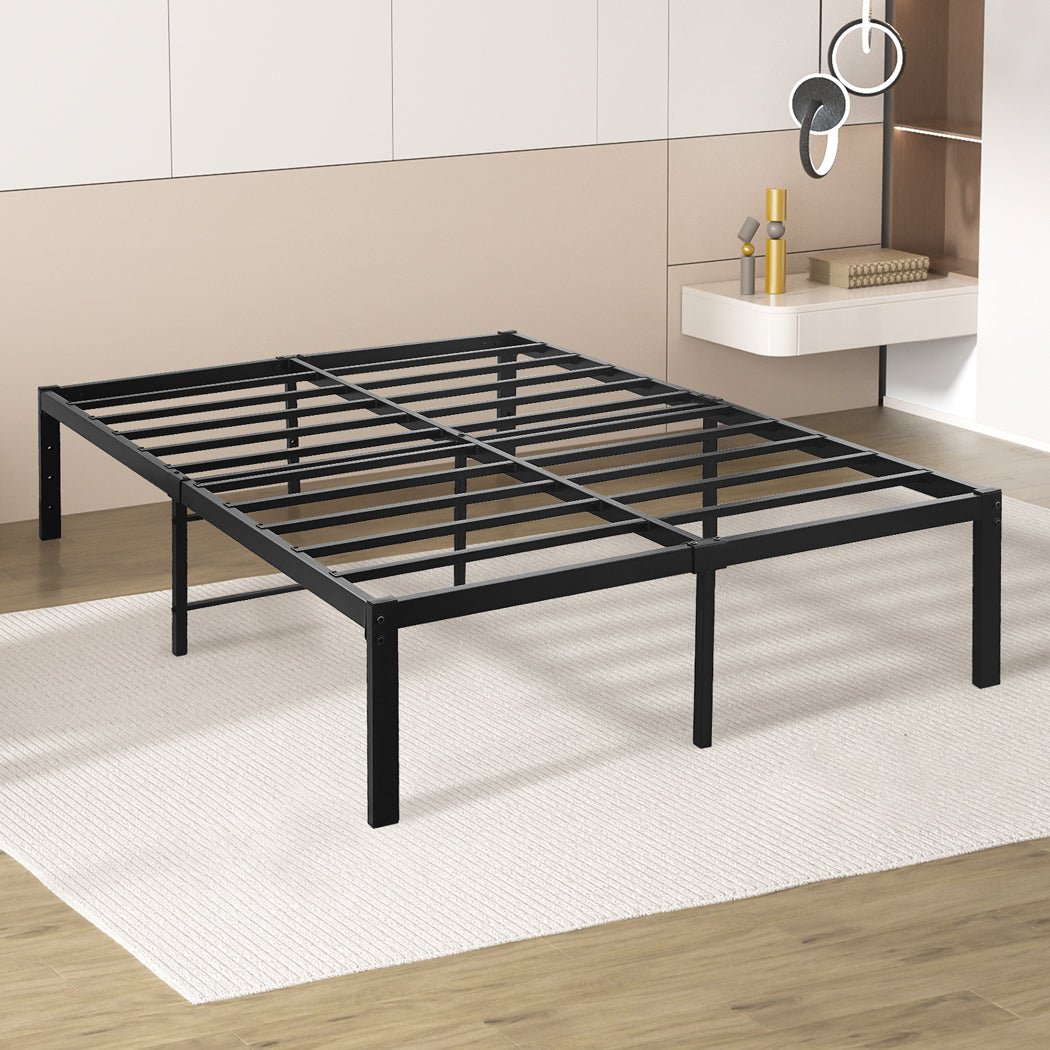 Heavy Duty Full Size Metal Bed Frame with Storage Space - Black - Rivercity House & Home Co. (ABN 18 642 972 209) - Affordable Modern Furniture Australia