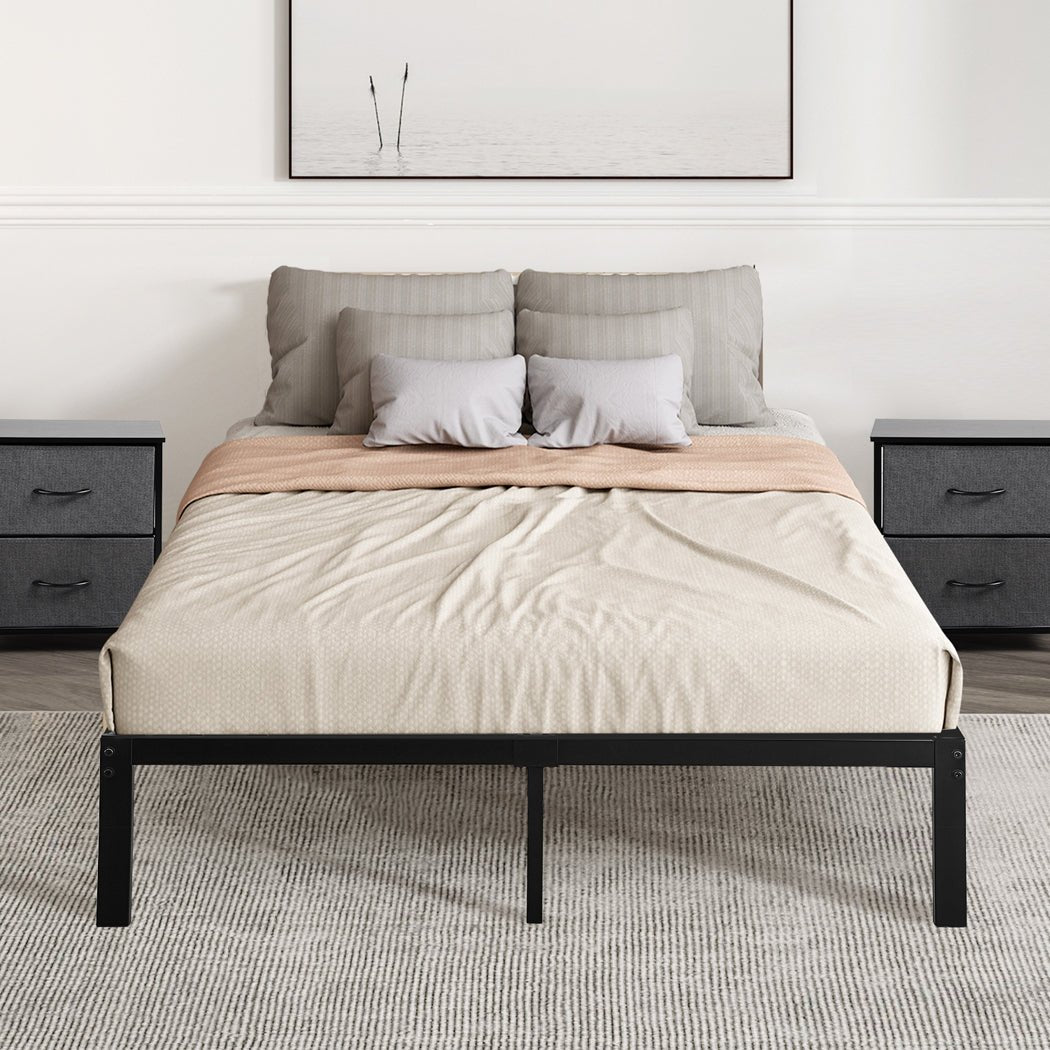 Heavy Duty Full Size Metal Bed Frame with Storage Space - Black - Rivercity House & Home Co. (ABN 18 642 972 209) - Affordable Modern Furniture Australia