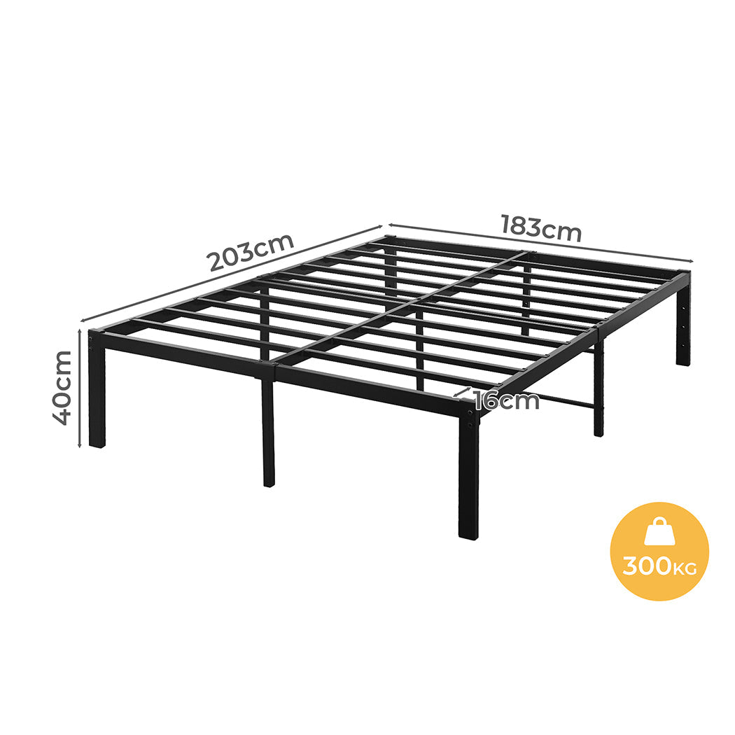 Heavy Duty Full Size Metal Bed Frame with Storage Space - Black - Rivercity House & Home Co. (ABN 18 642 972 209) - Affordable Modern Furniture Australia
