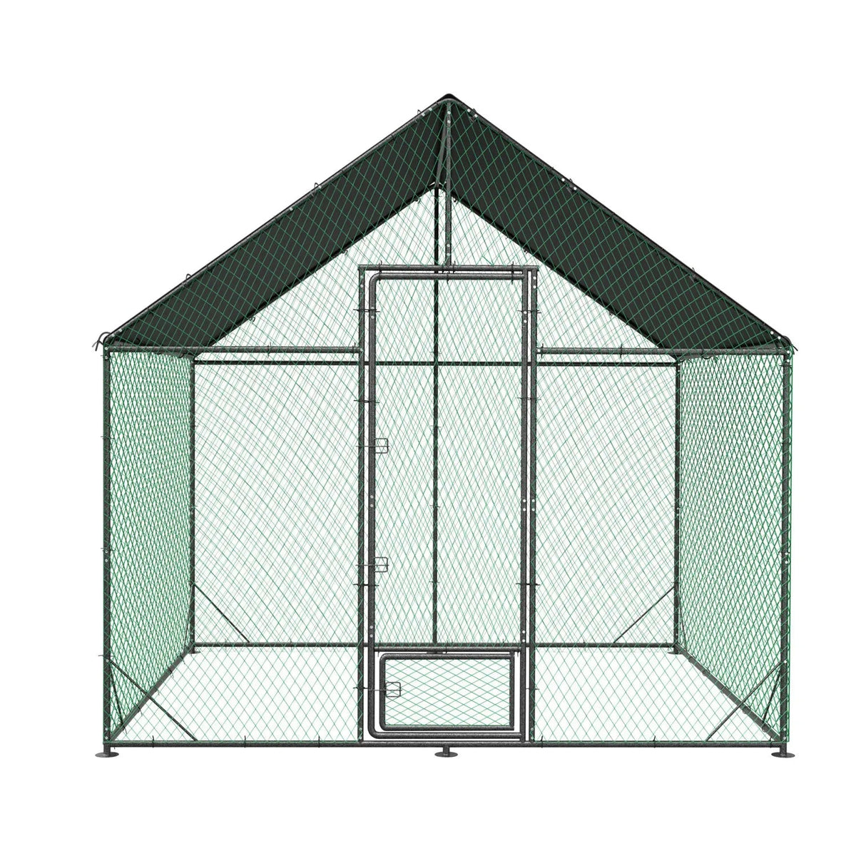 Heavy Duty Large Black Metal Walk-In Chicken Run Coop with Cover, 276x207x300cm - Pet Care > Cat Supplies > Cat Carriers & Crates - Rivercity House & Home Co. (ABN 18 642 972 209) - Affordable Modern Furniture Australia