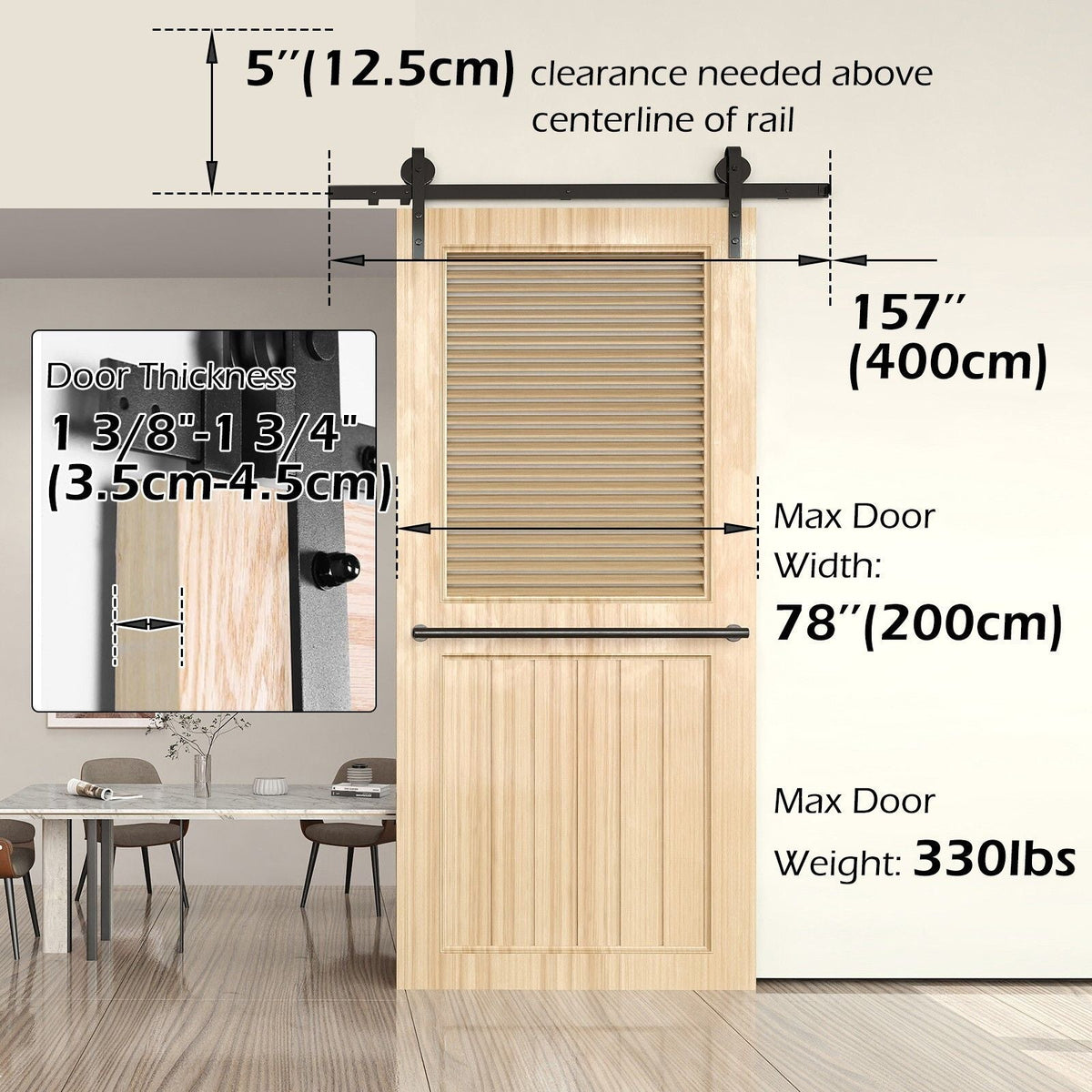 Heavy Duty Sliding Barn Door Hardware Kit 4M Rust Resistant - Audio & Video > Musical Instrument & Accessories > Audio Accessories - Rivercity House & Home Co. (ABN 18 642 972 209) - Affordable Modern Furniture Australia