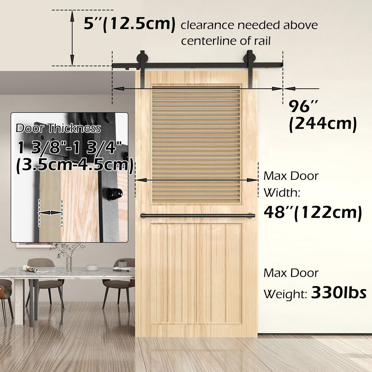 Heavy Duty Sliding Barn Door Kit Single 2.44M Rust Resistant - Audio & Video > Musical Instrument & Accessories > Audio Accessories - Rivercity House & Home Co. (ABN 18 642 972 209) - Affordable Modern Furniture Australia