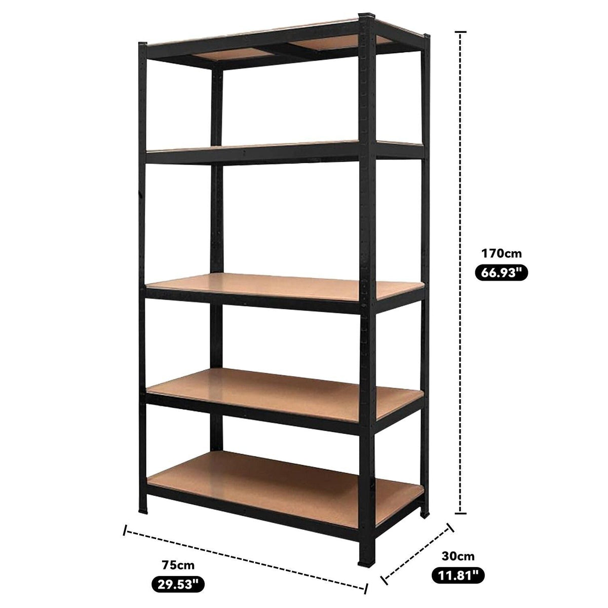 Heavy Duty Warehouse Shelving 75x30x170cm Steel - Tools > Tools Storage > Wall Storage Racks - Rivercity House & Home Co. (ABN 18 642 972 209) - Affordable Modern Furniture Australia