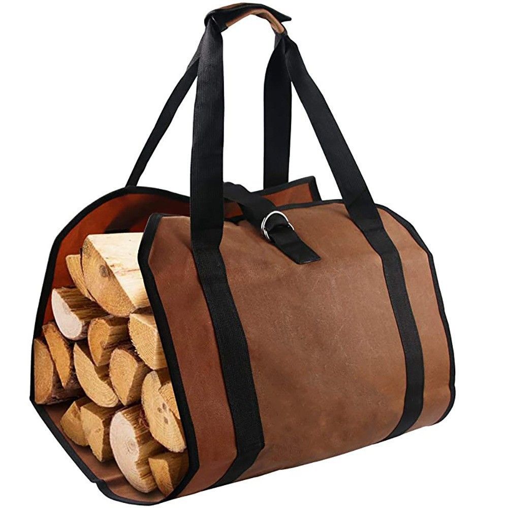 Heavy Duty Water-Resistant Canvas Firewood Carrier Bag with Reinforced Handles for Indoor and Outdoor Use - Brown - Home & Garden > Firepits > Fire Pit Accessories - Rivercity House & Home Co. (ABN 18 642 972 209) - Affordable Modern Furniture Australia