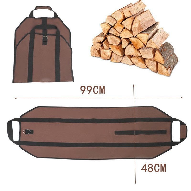 Heavy Duty Water-Resistant Canvas Firewood Carrier Bag with Reinforced Handles for Indoor and Outdoor Use - Brown - Home & Garden > Firepits > Fire Pit Accessories - Rivercity House & Home Co. (ABN 18 642 972 209) - Affordable Modern Furniture Australia