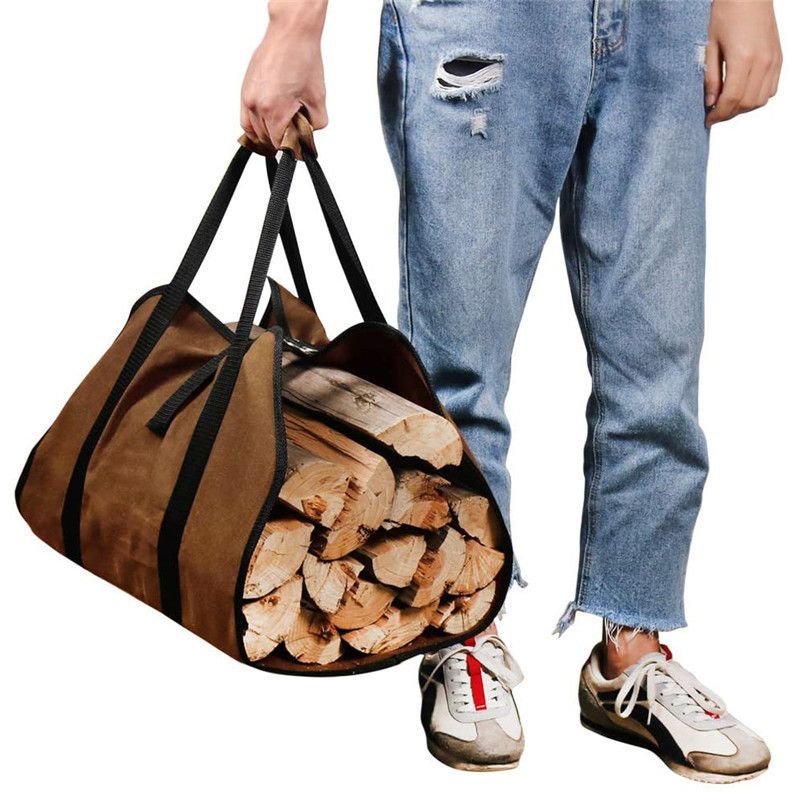 Heavy Duty Water-Resistant Canvas Firewood Carrier Bag with Reinforced Handles for Indoor and Outdoor Use - Brown - Home & Garden > Firepits > Fire Pit Accessories - Rivercity House & Home Co. (ABN 18 642 972 209) - Affordable Modern Furniture Australia