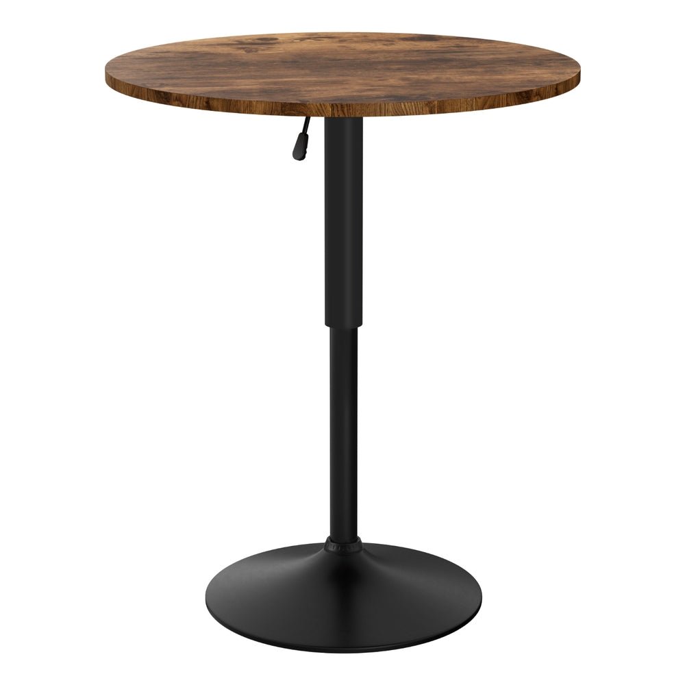 Height Adjustable Bar Table 360 Swivel Round Gaslift Design 60cm Rustic Brown Black - Furniture > Bar Stools & Chairs > Table & Bar Stools - Rivercity House & Home Co. (ABN 18 642 972 209) - Affordable Modern Furniture Australia