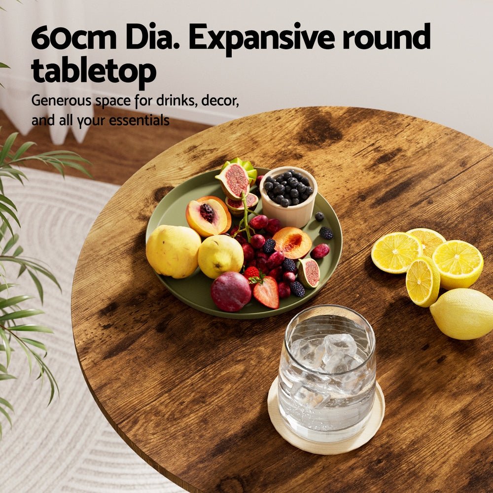 Height Adjustable Bar Table 360 Swivel Round Gaslift Design 60cm Rustic Brown Black - Furniture > Bar Stools & Chairs > Table & Bar Stools - Rivercity House & Home Co. (ABN 18 642 972 209) - Affordable Modern Furniture Australia