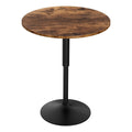 Adjustable 60cm Round Bar Table with 360° Swivel Gaslift - Rustic Brown Black