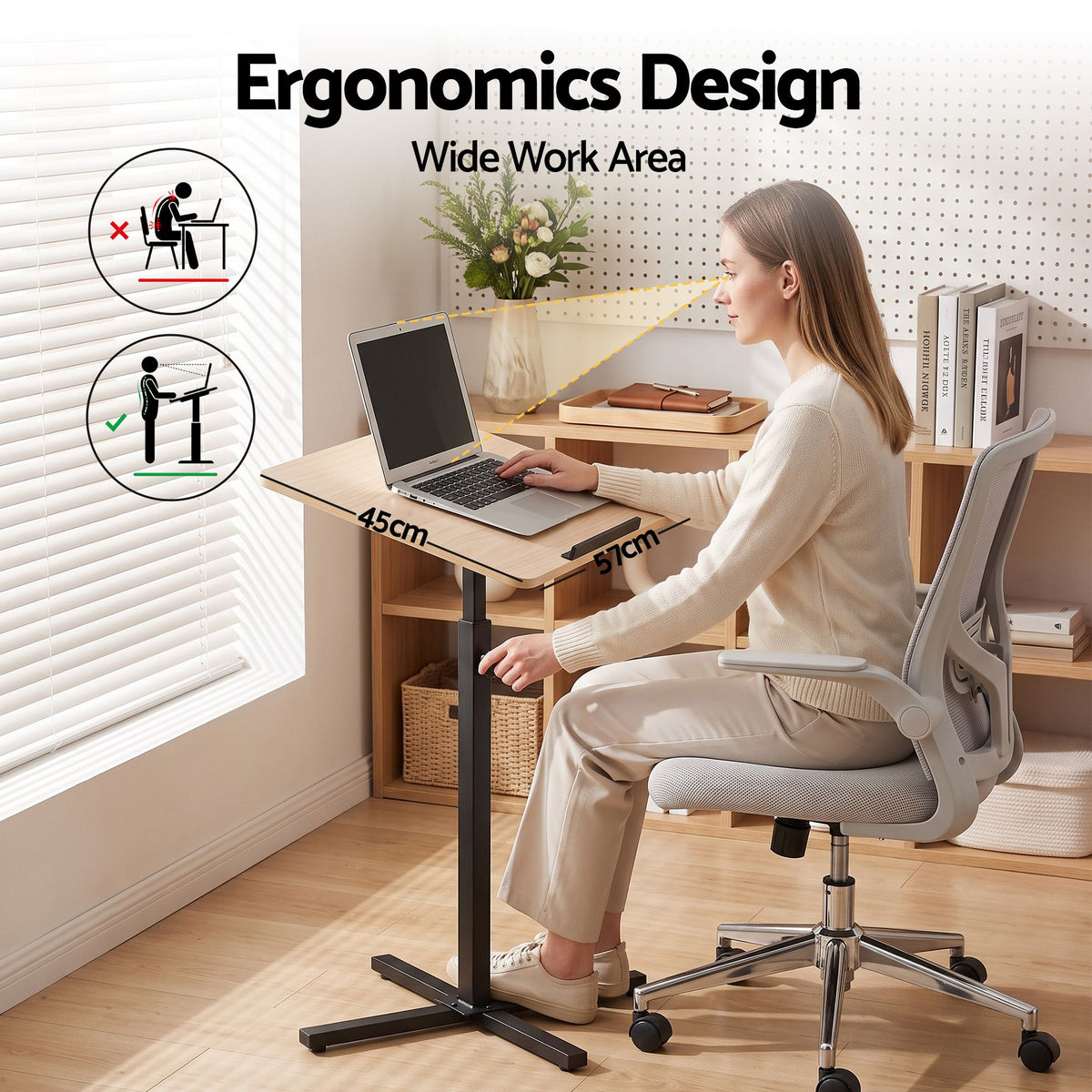 Height Adjustable Floor Podium Stand 78-127cm Portable Laptop Desk - Black Pine - Furniture > Office > Desks - Rivercity House & Home Co. (ABN 18 642 972 209) - Affordable Modern Furniture Australia
